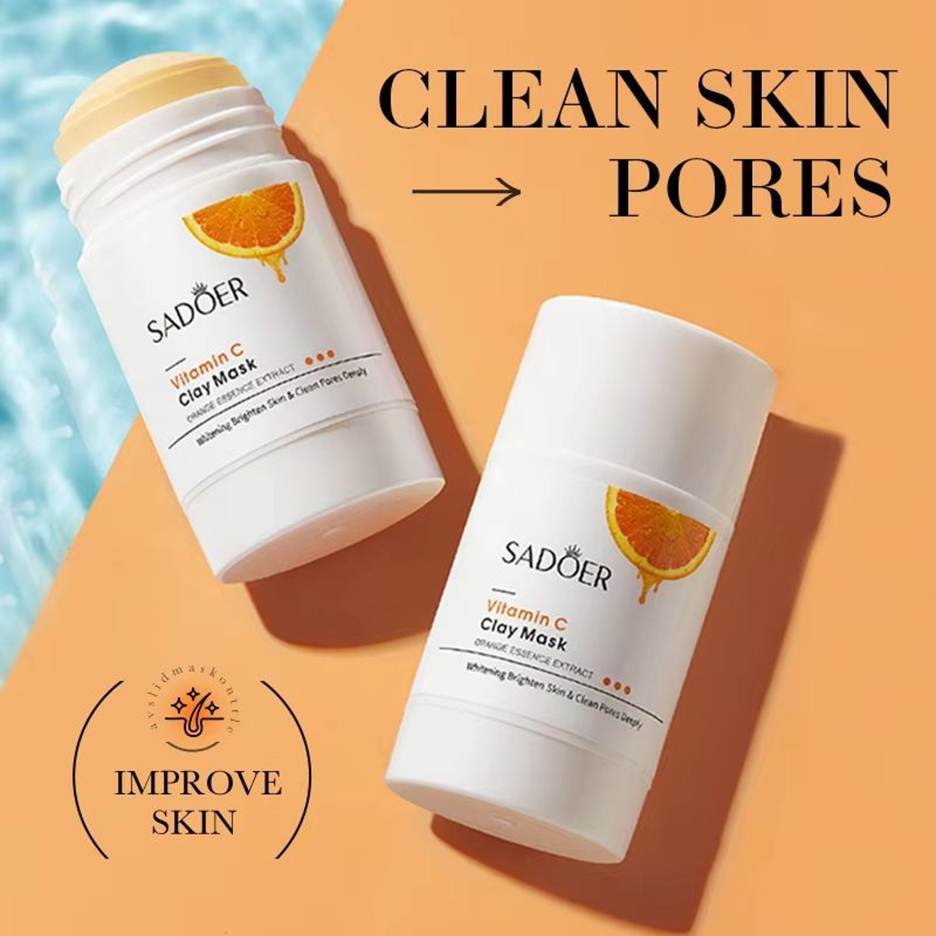 SADOER Vitamin C Clay Mask Stick Deep Cleansing Pore Cleaning Mask For Blackhead Removal And Oil Co 4