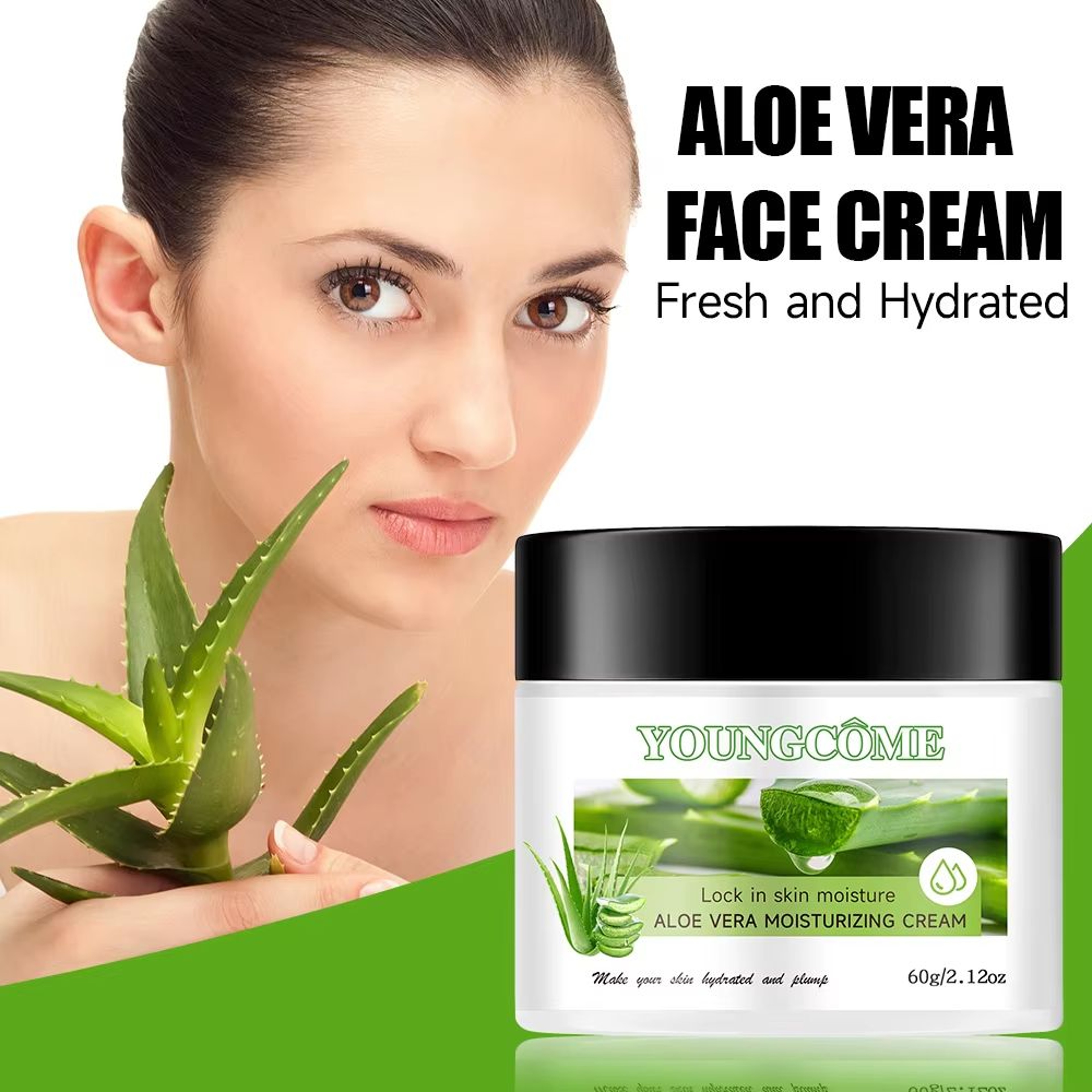 SADOER Aloe Vera Face Cream With Hyaluronic Acid Moisturizer Deep Hydrating Anti Aging Skin Care Cr 3