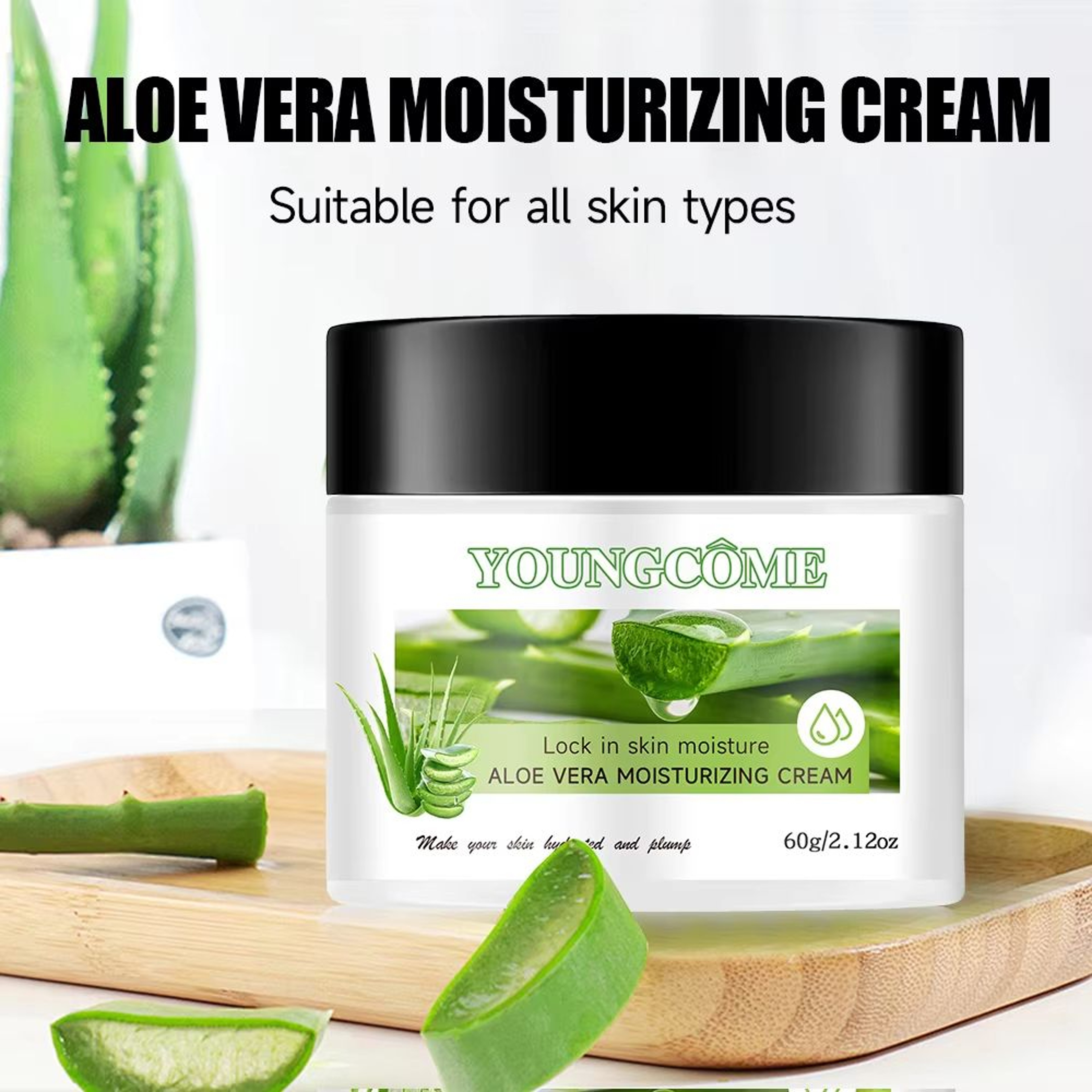 SADOER Aloe Vera Face Cream With Hyaluronic Acid Moisturizer Deep Hydrating Anti Aging Skin Care Cr 4