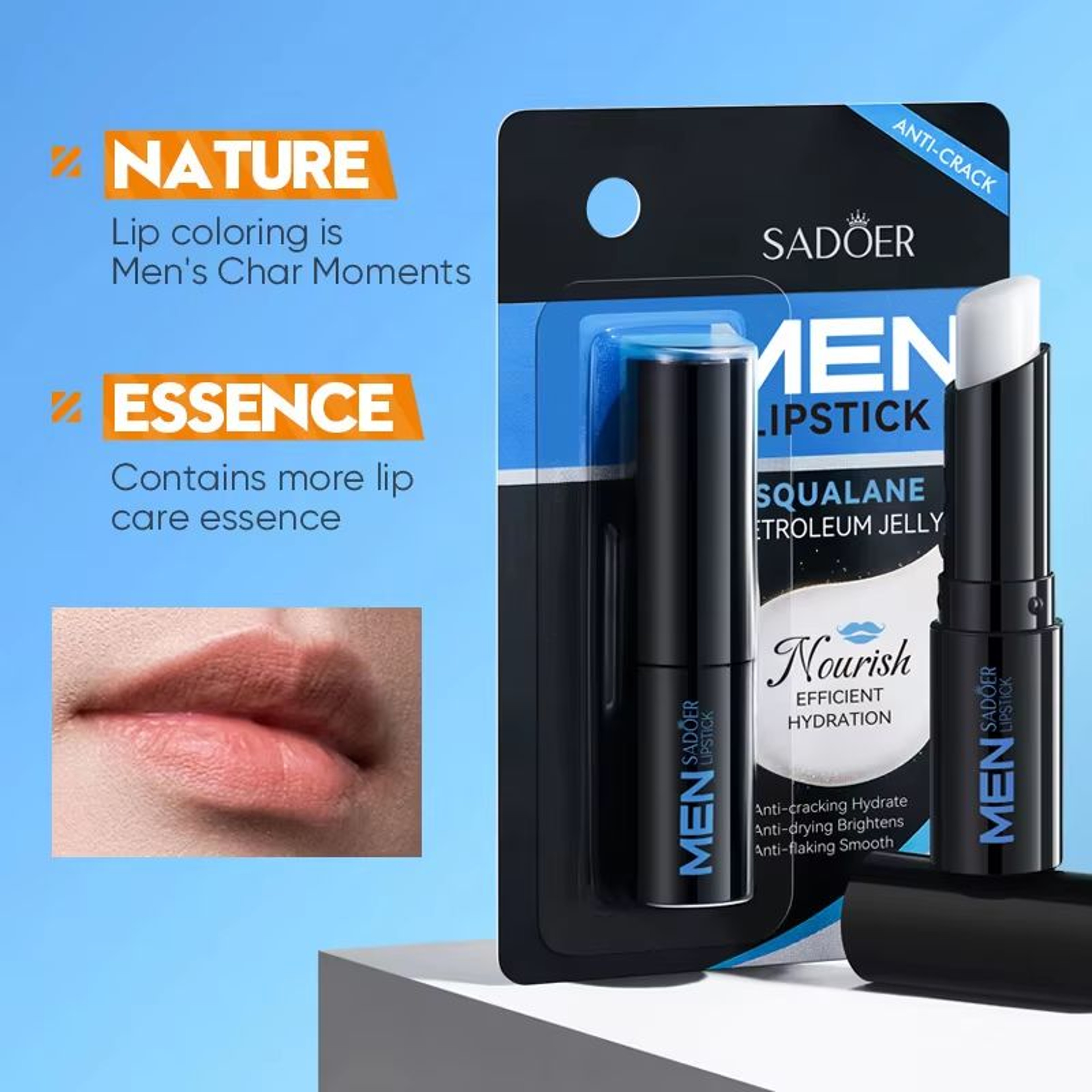 SADOER Mens Lip Balm Hydrating Anti Cracking Lip Balm For Repairing And Nourishing Dry Lips 6