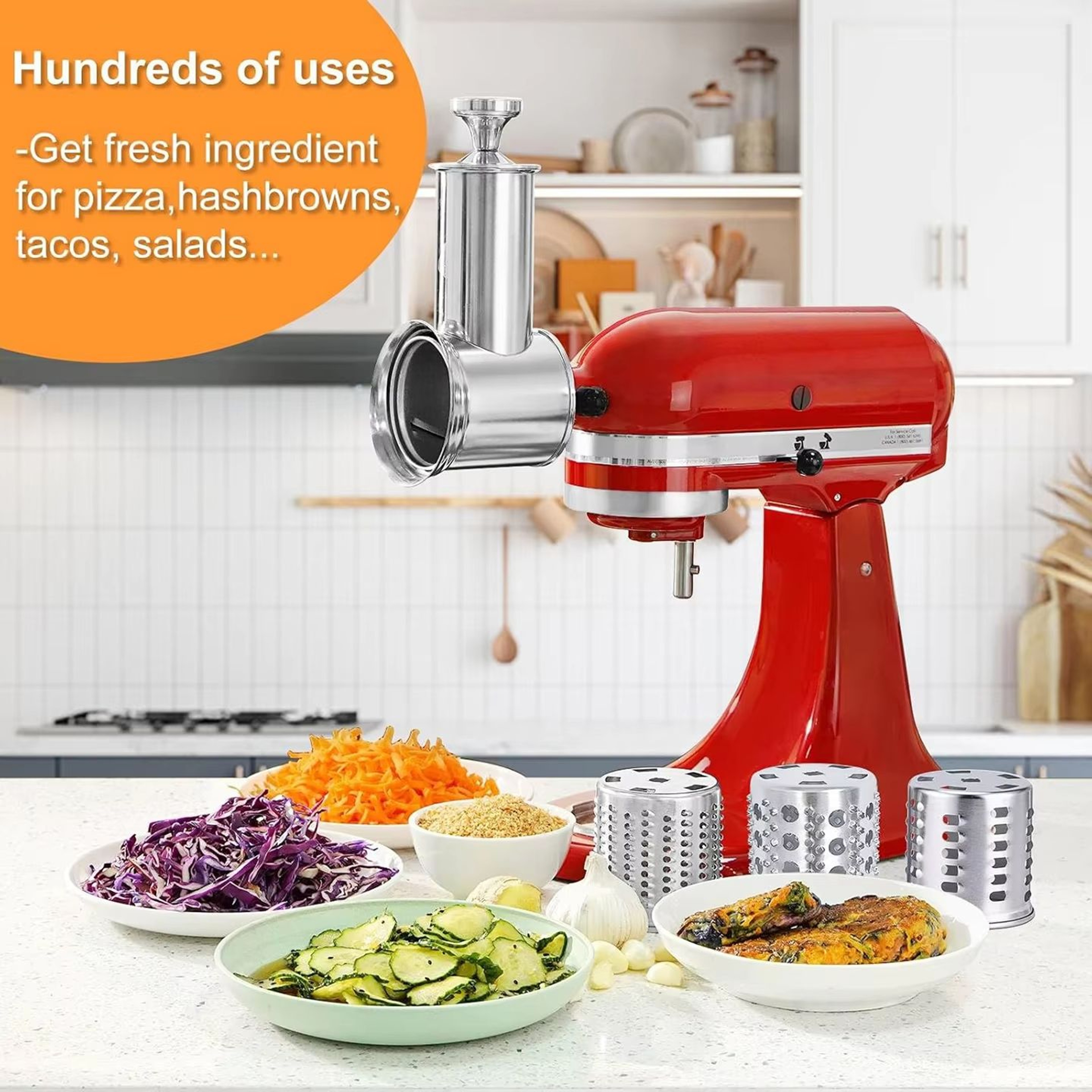 KA304 Large Stainless Steel Slicer Shredder Attachment For KitchenAid Mixers 6