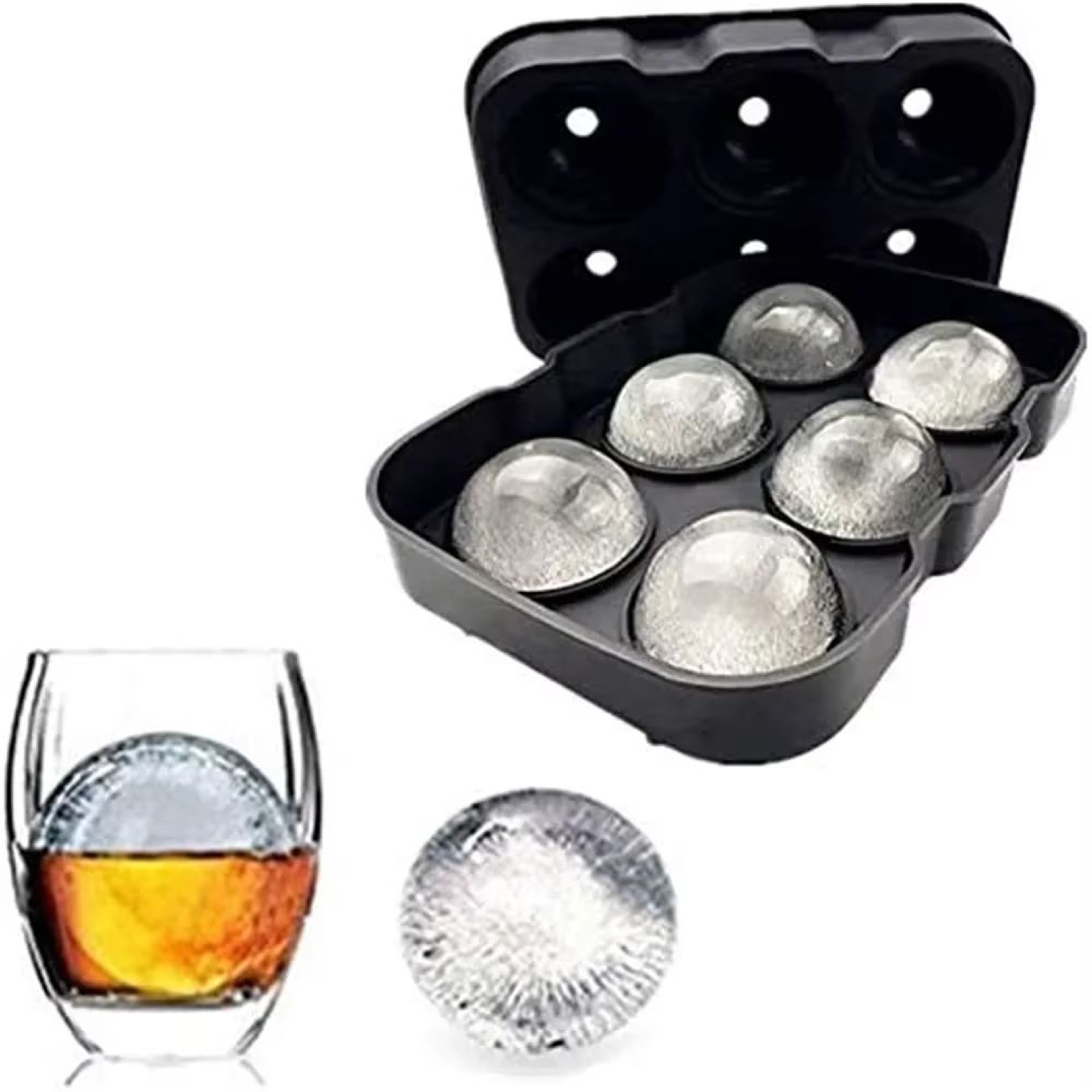Large Silicone Ice Ball Maker 3D Round Whiskey Ice Sphere Mold Cocktail Bar Ice Cube Tray 0