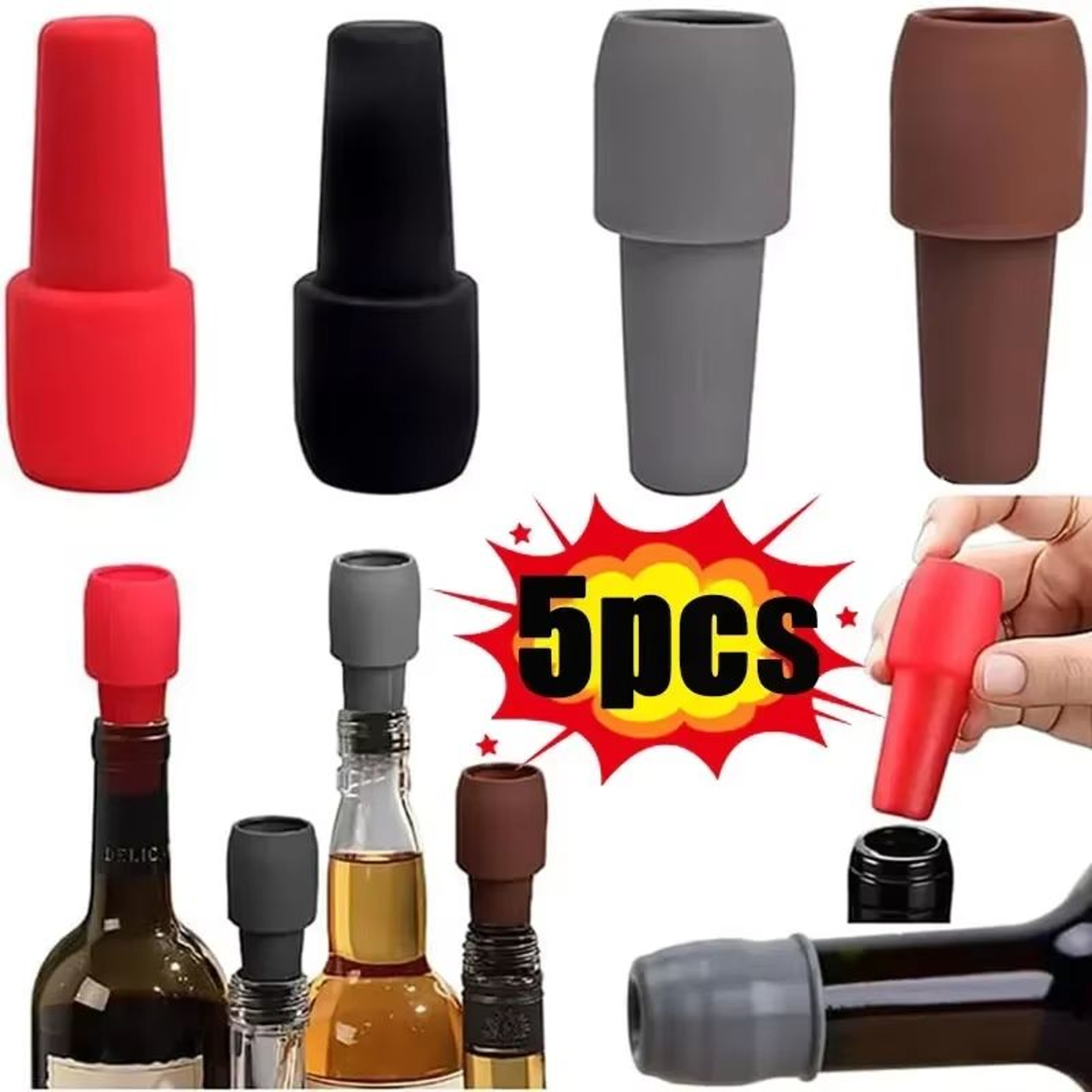 Universal Silicone Wine Bottle Stopper With Double Seal Leakproof Cap 0