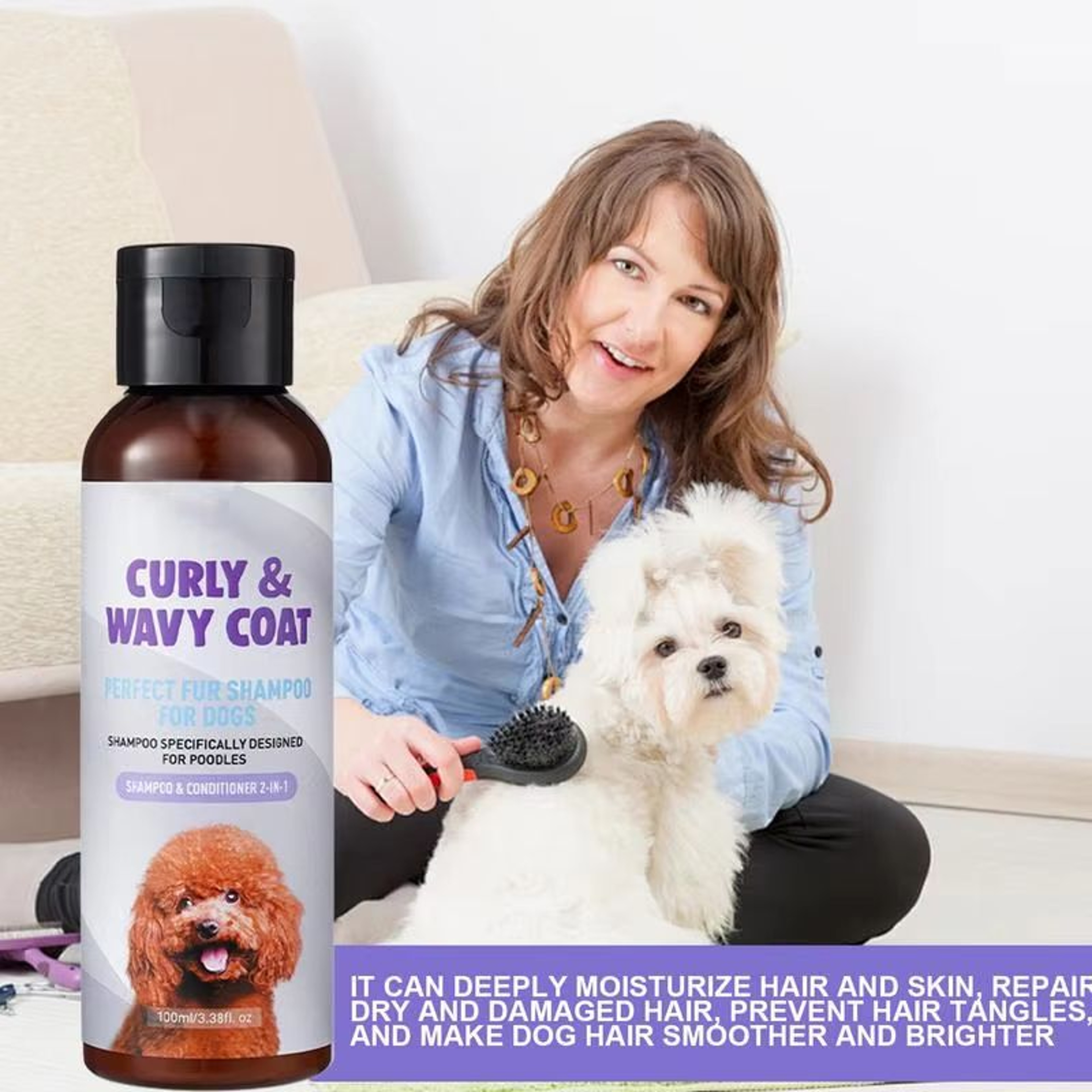 Pet Shampoo For Cats And Dogs Curly Coat Care For Sensitive Skin 338 Fl Oz 0