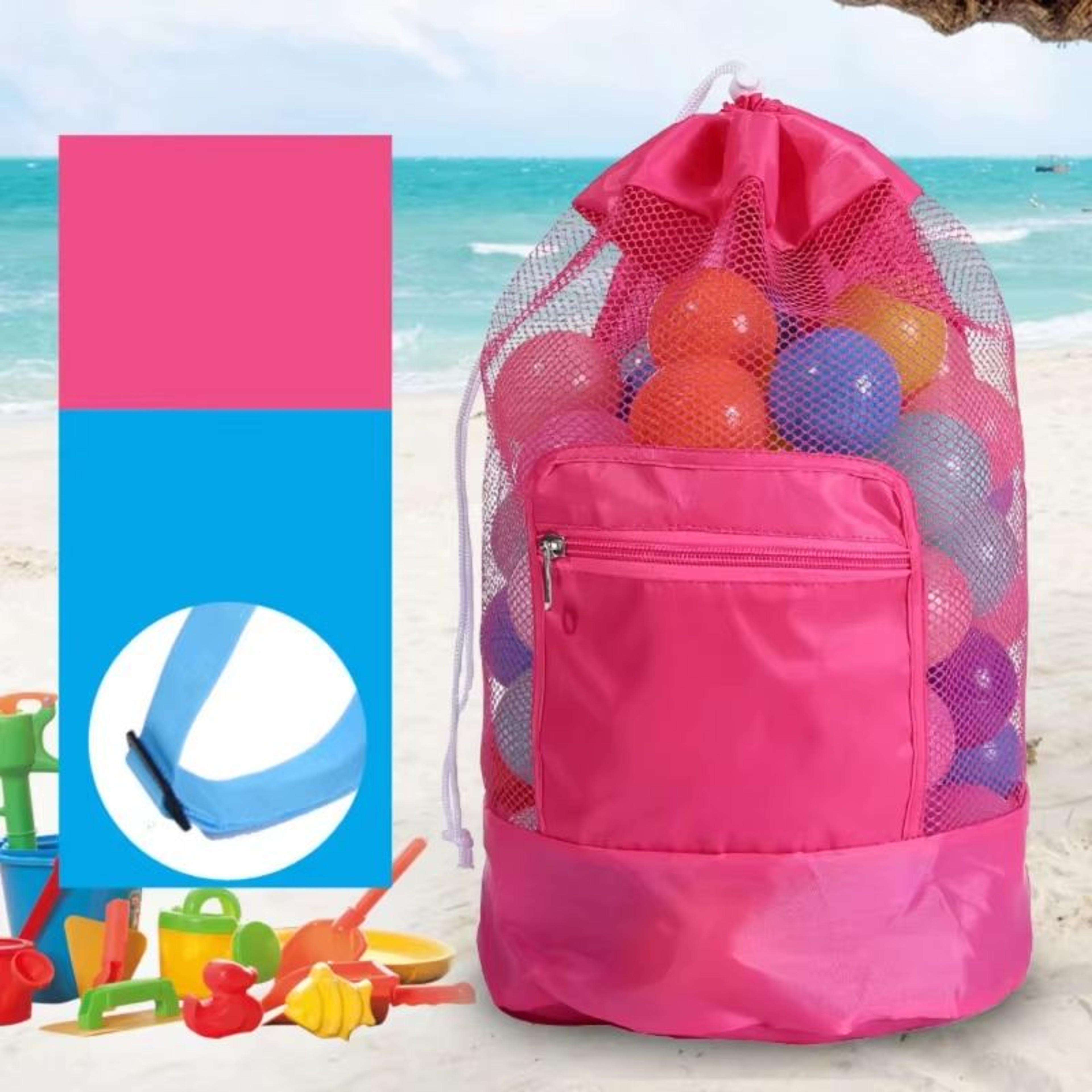 Large Capacity Beach Toy Storage Bag Portable Mesh Beach Bag For Swimming Travel  Outdoor Essential 3