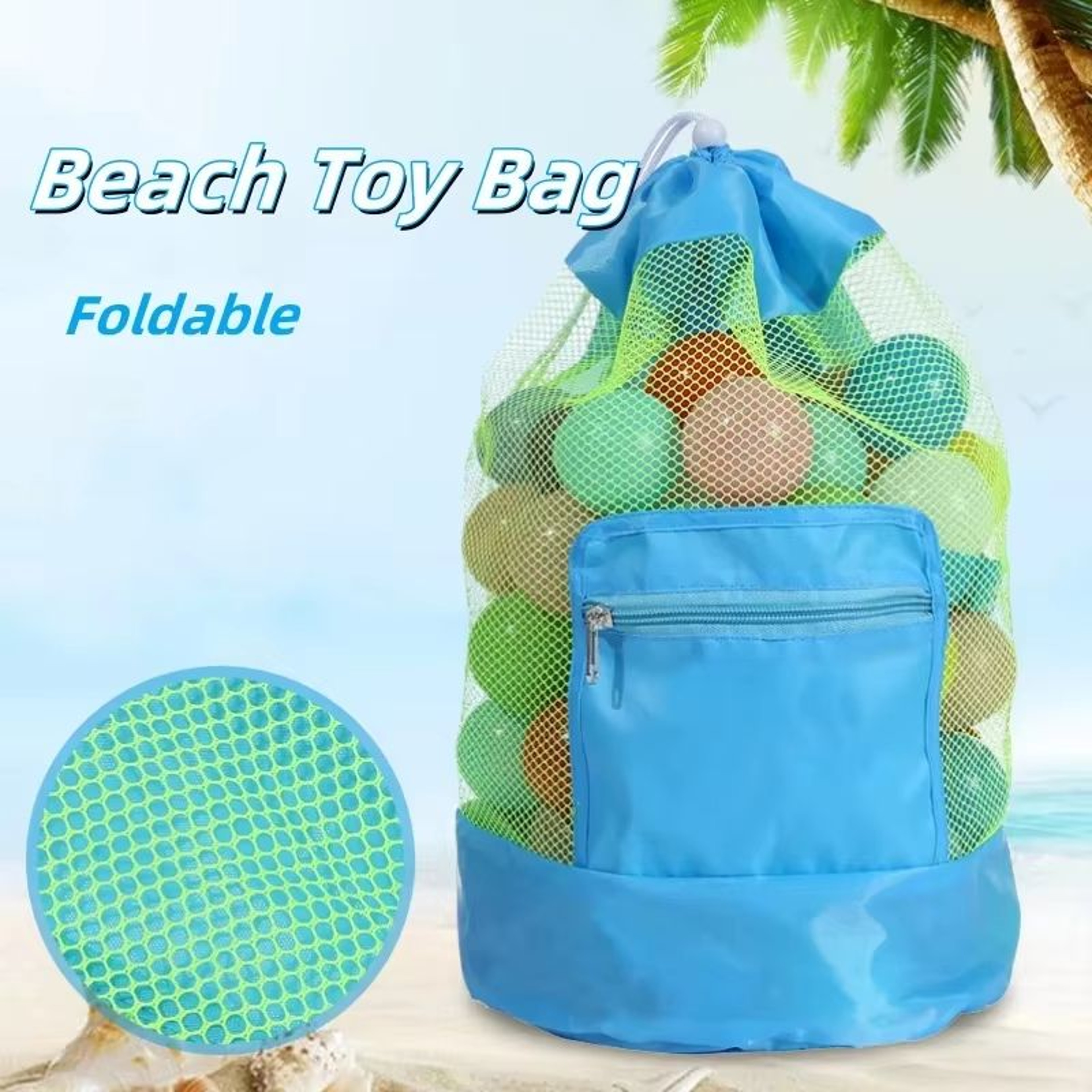 Large Capacity Beach Toy Storage Bag Portable Mesh Beach Bag For Swimming Travel  Outdoor Essential 4
