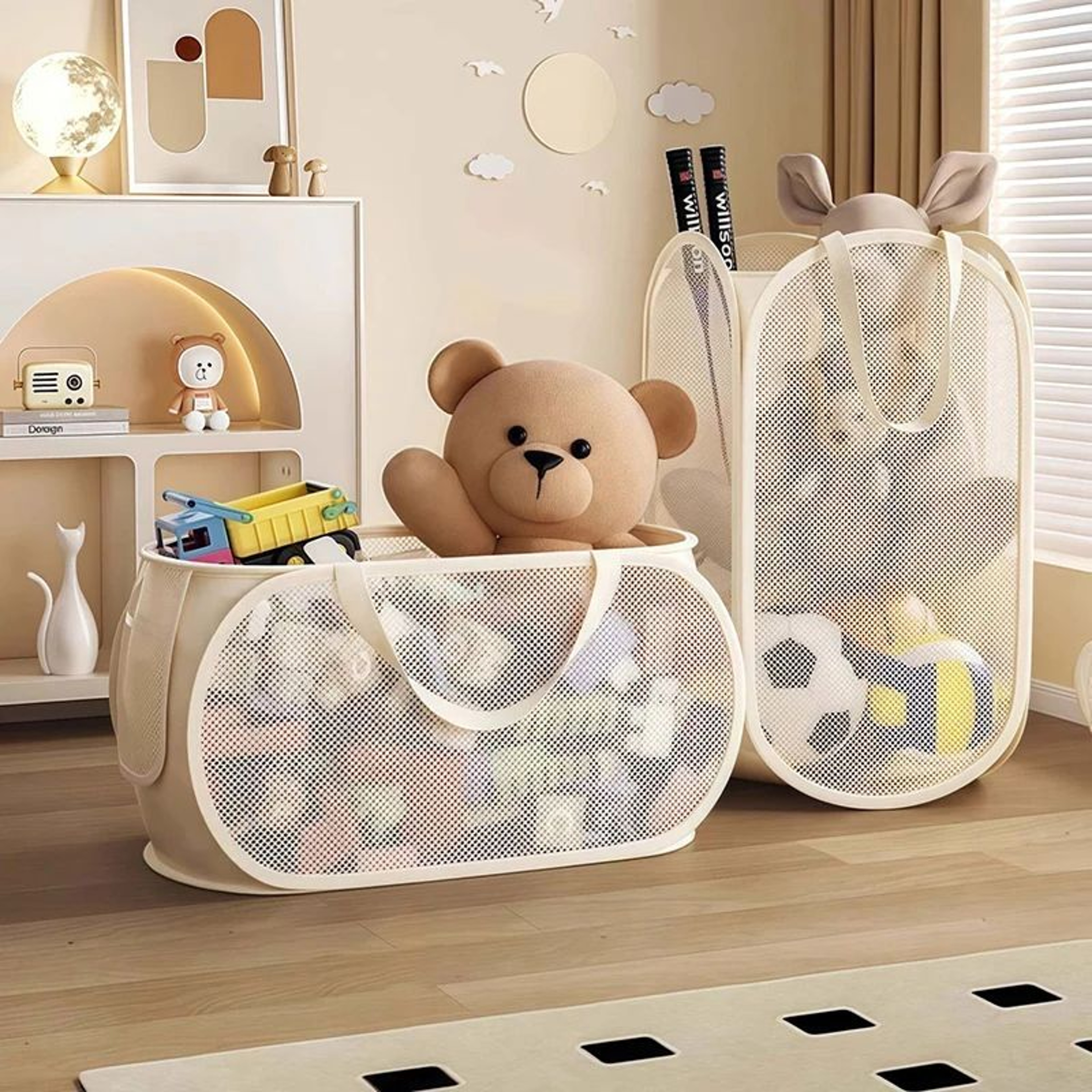 Large Capacity Kids Toy Storage Basket Breathable Mesh Toy Organizer For Dolls Laundry  Playroom St 0