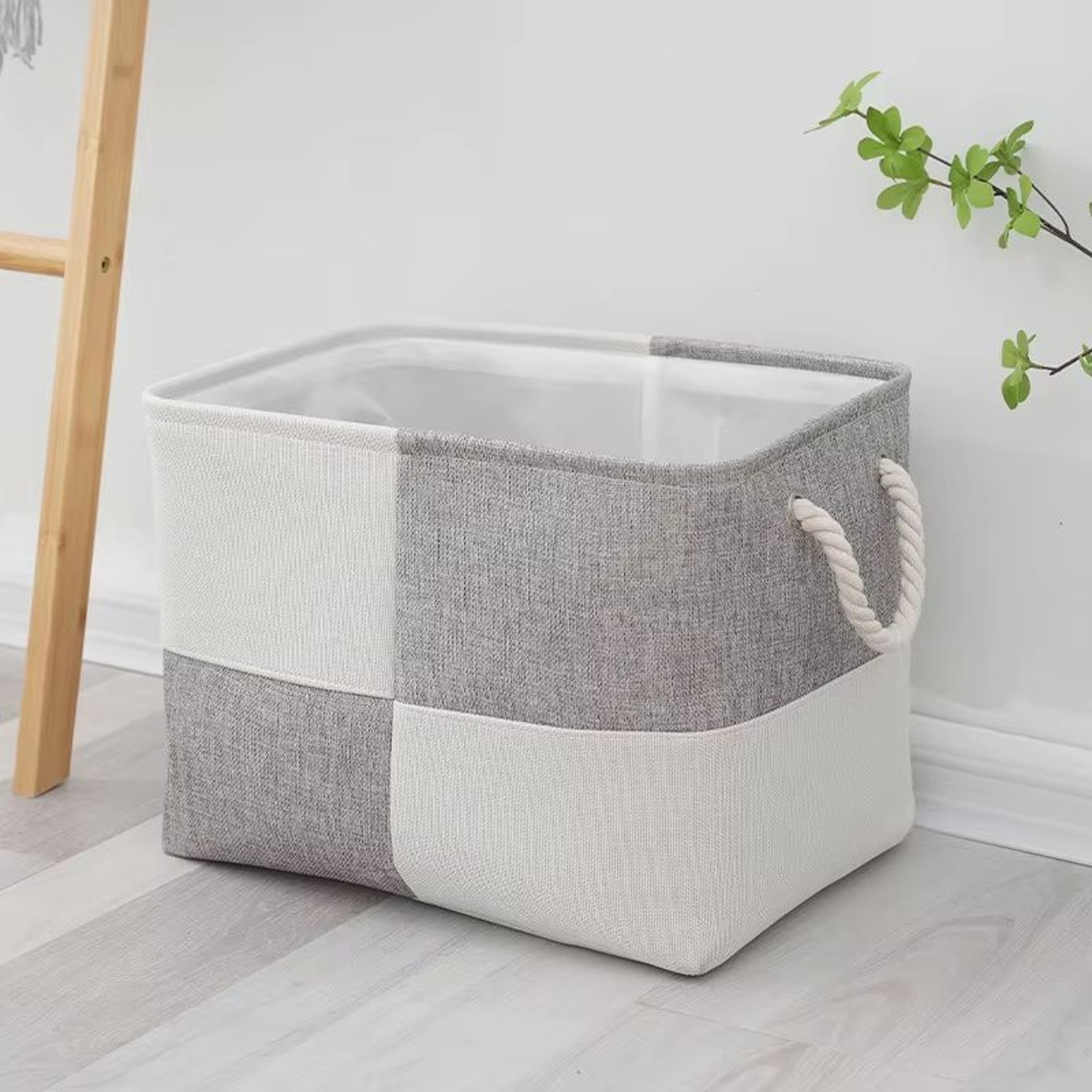 Large Capacity Linen Storage Basket Foldable Laundry Storage Basket With Handles For Toys Snacks  H 6