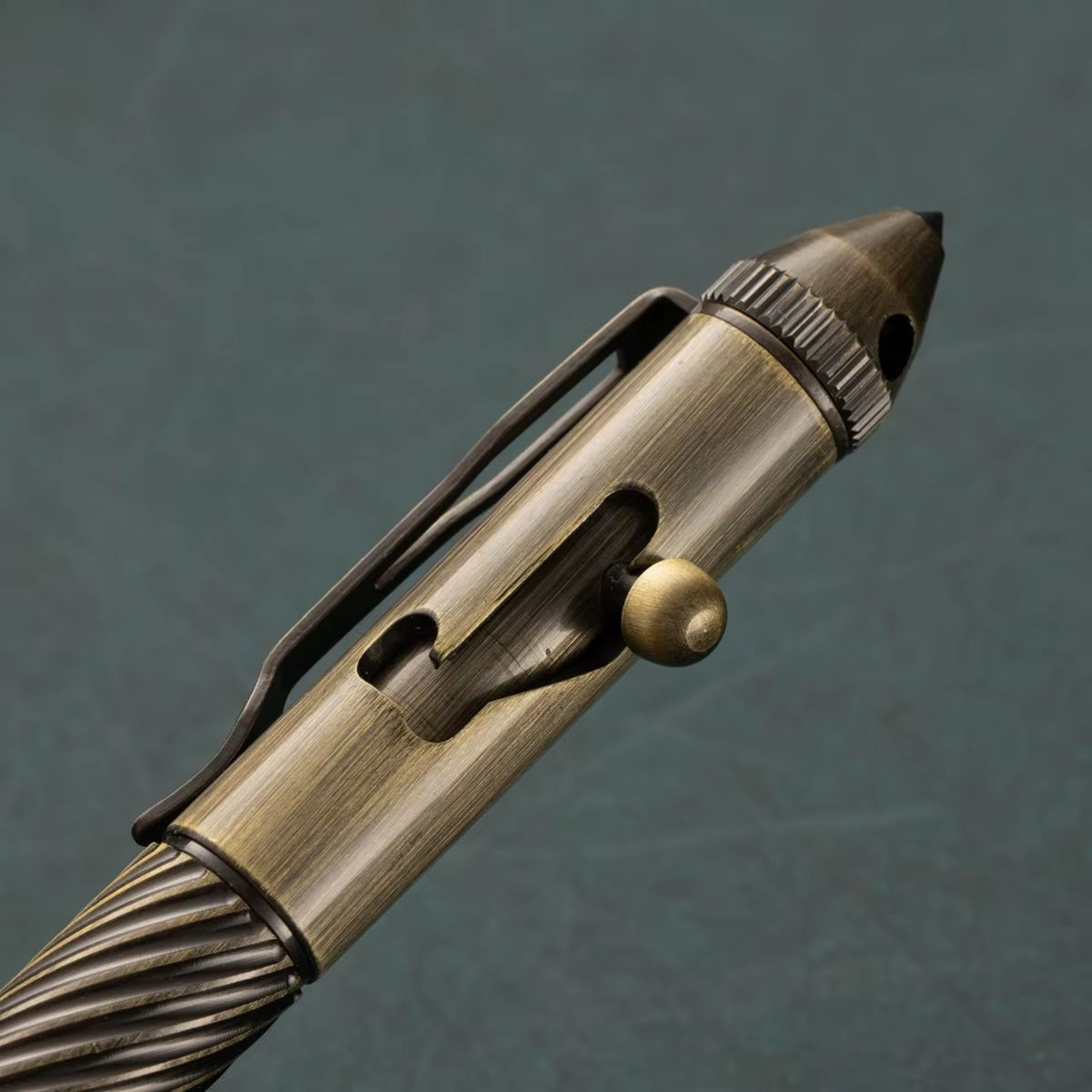 Retro Brass Bolt Action Tactical Pen Tungsten Steel EDC Writing Tool 2