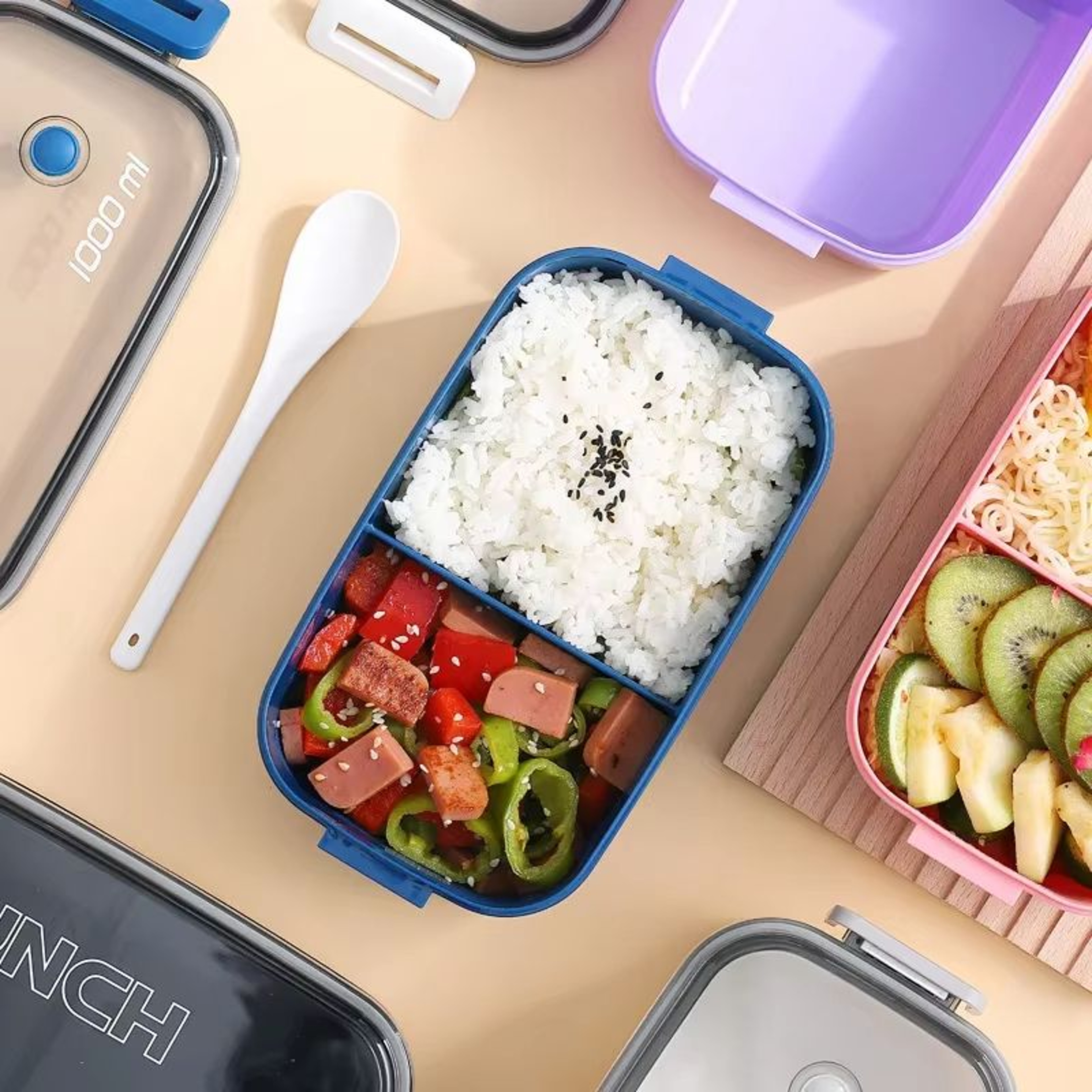 Portable Microwave Safe Plastic Lunch Box Sealed Food  Fruit Storage Container 2