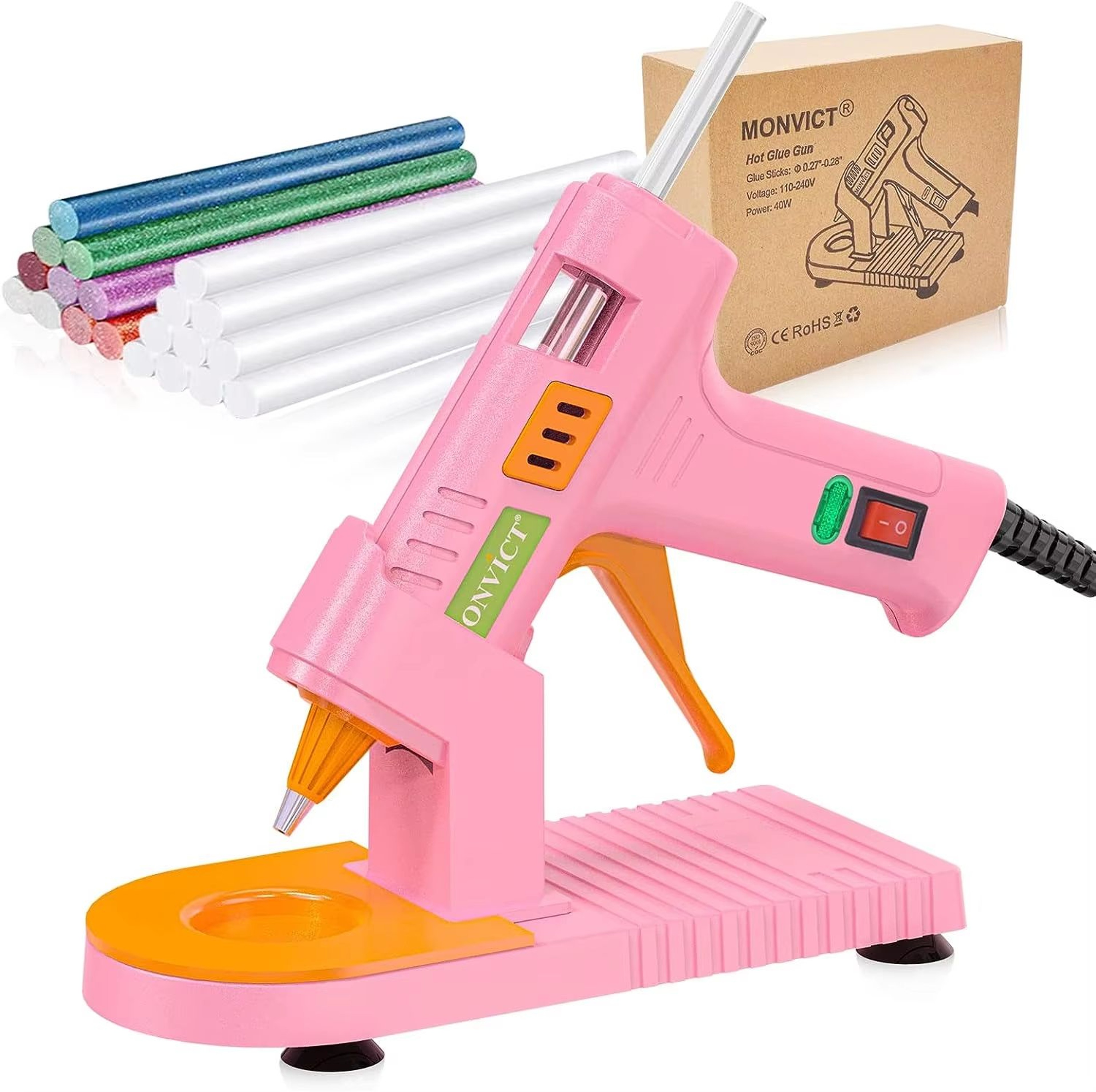 MONVICT 40W Hot Glue Gun Kit With Stand And 30 Glue Sticks  Fast Heating Craft Glue Gun For DIY Rep 7