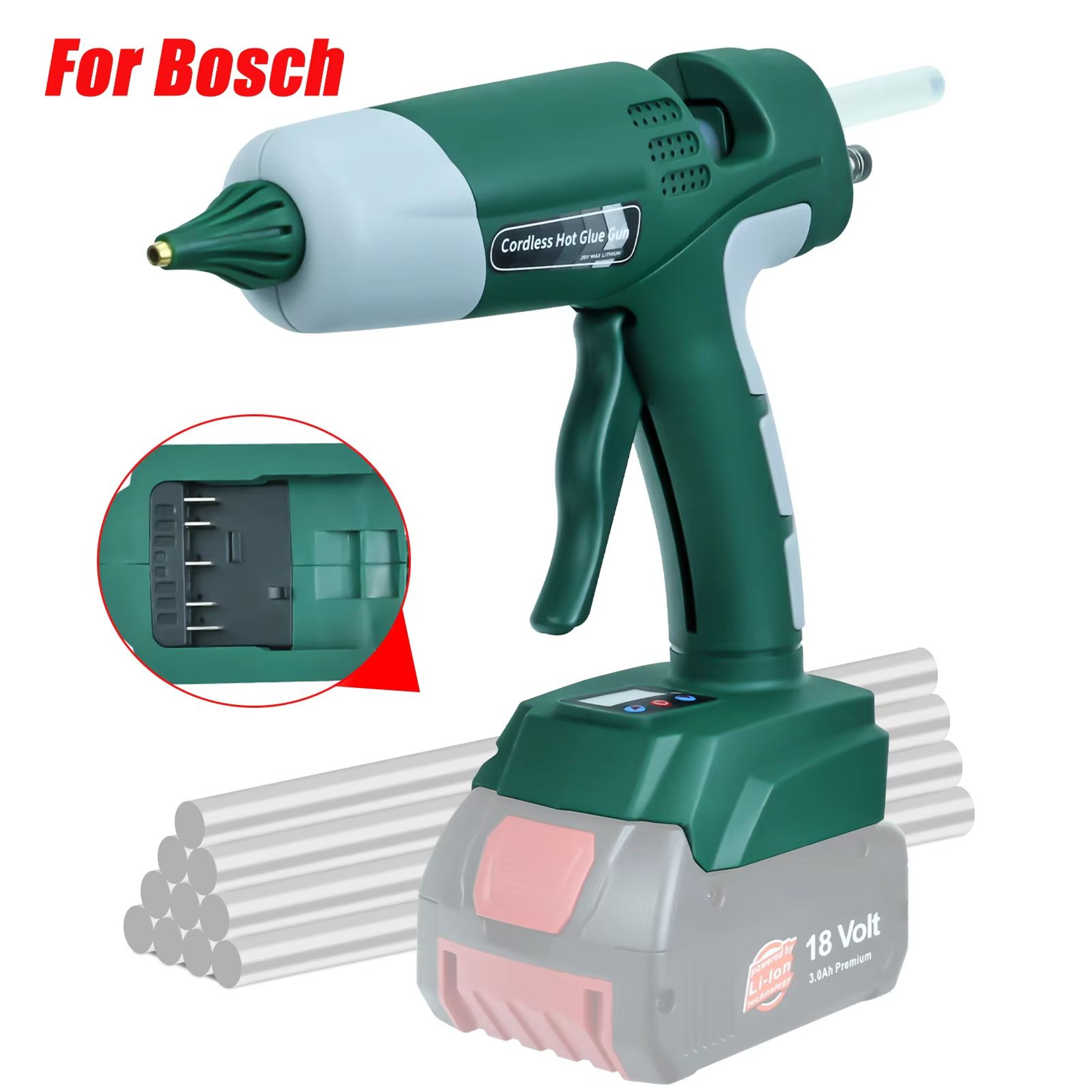 100W Cordless Hot Glue Gun With Adjustable Temperature 100220C For Bosch 18V Battery  Professional  6