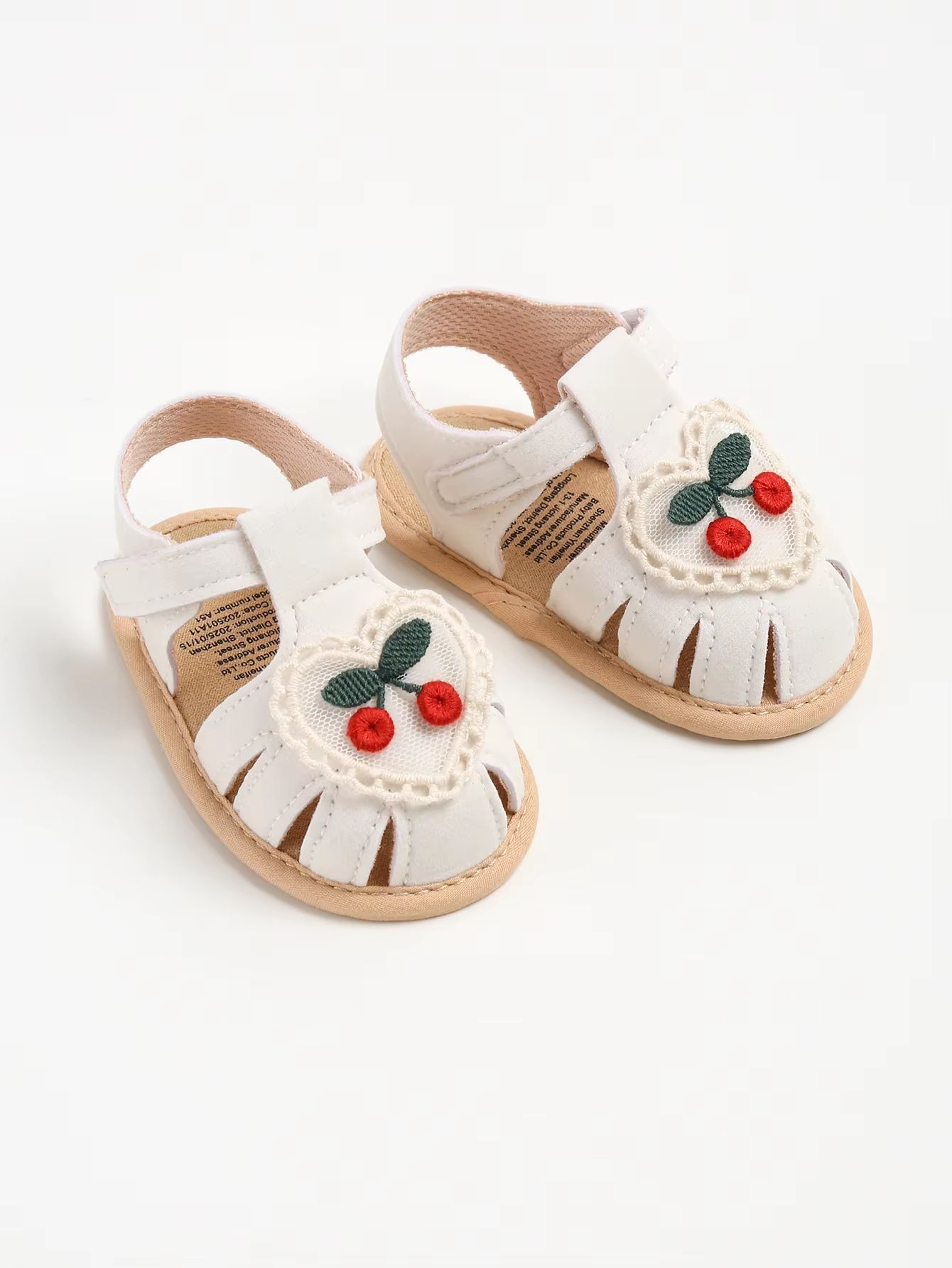 Cherry Print Baby Girl Summer Sandals Soft Cloth Sole First Walker Baby Shoes For Newborns And Infa 6