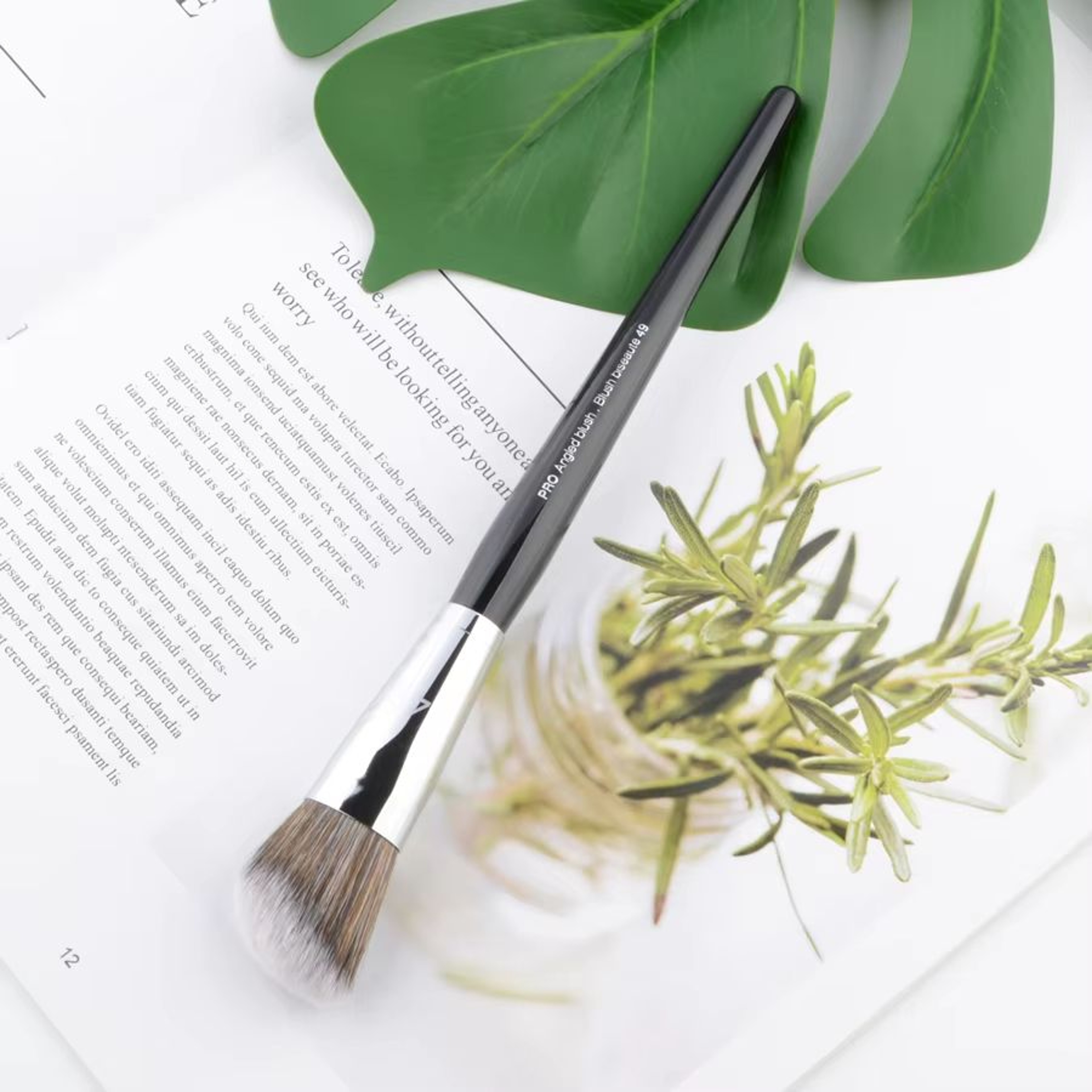 Pro Angled No49 Blush Brush With Wood Handle  Precision Angled Makeup Brush For Powder Contour  Ble 1