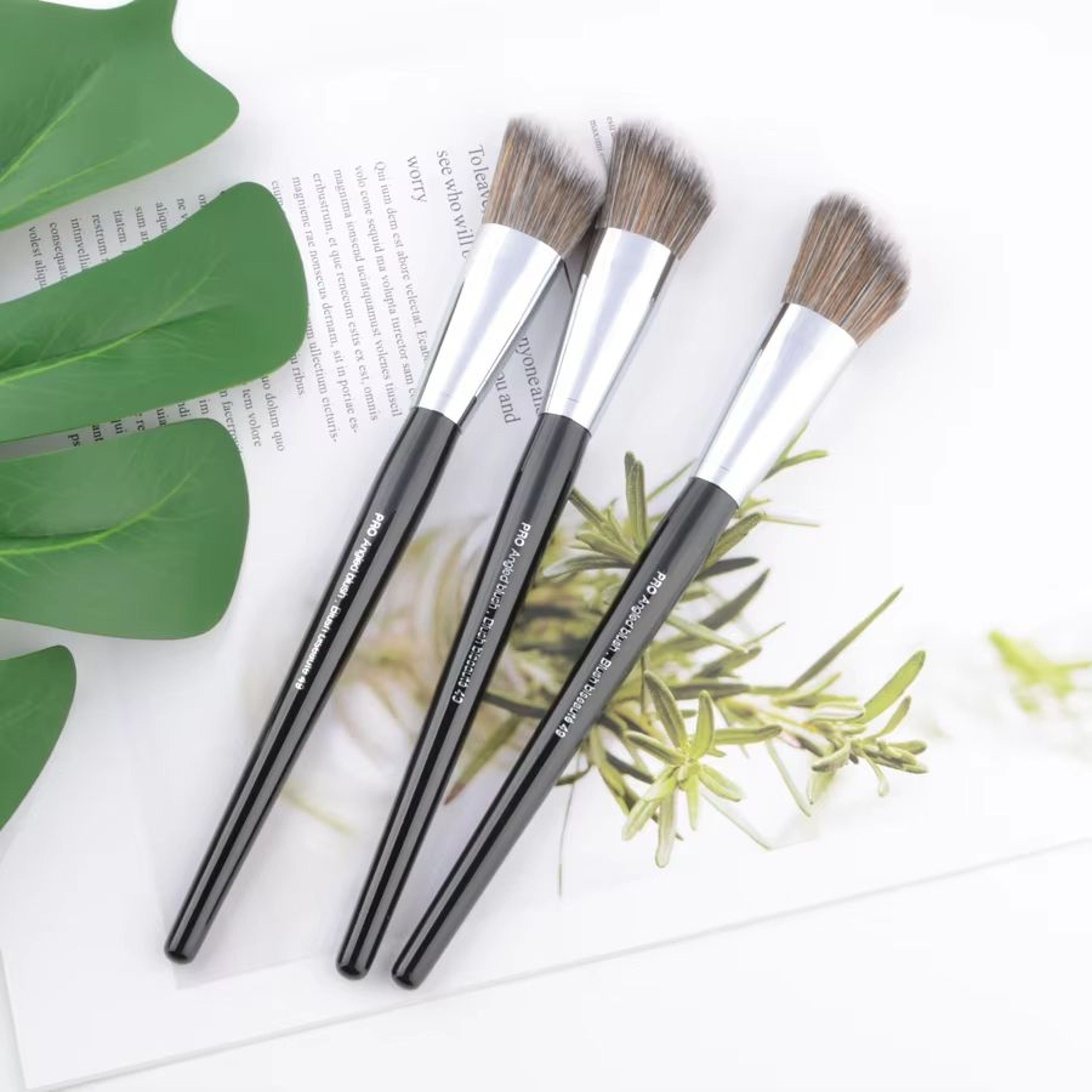 Pro Angled No49 Blush Brush With Wood Handle  Precision Angled Makeup Brush For Powder Contour  Ble 5