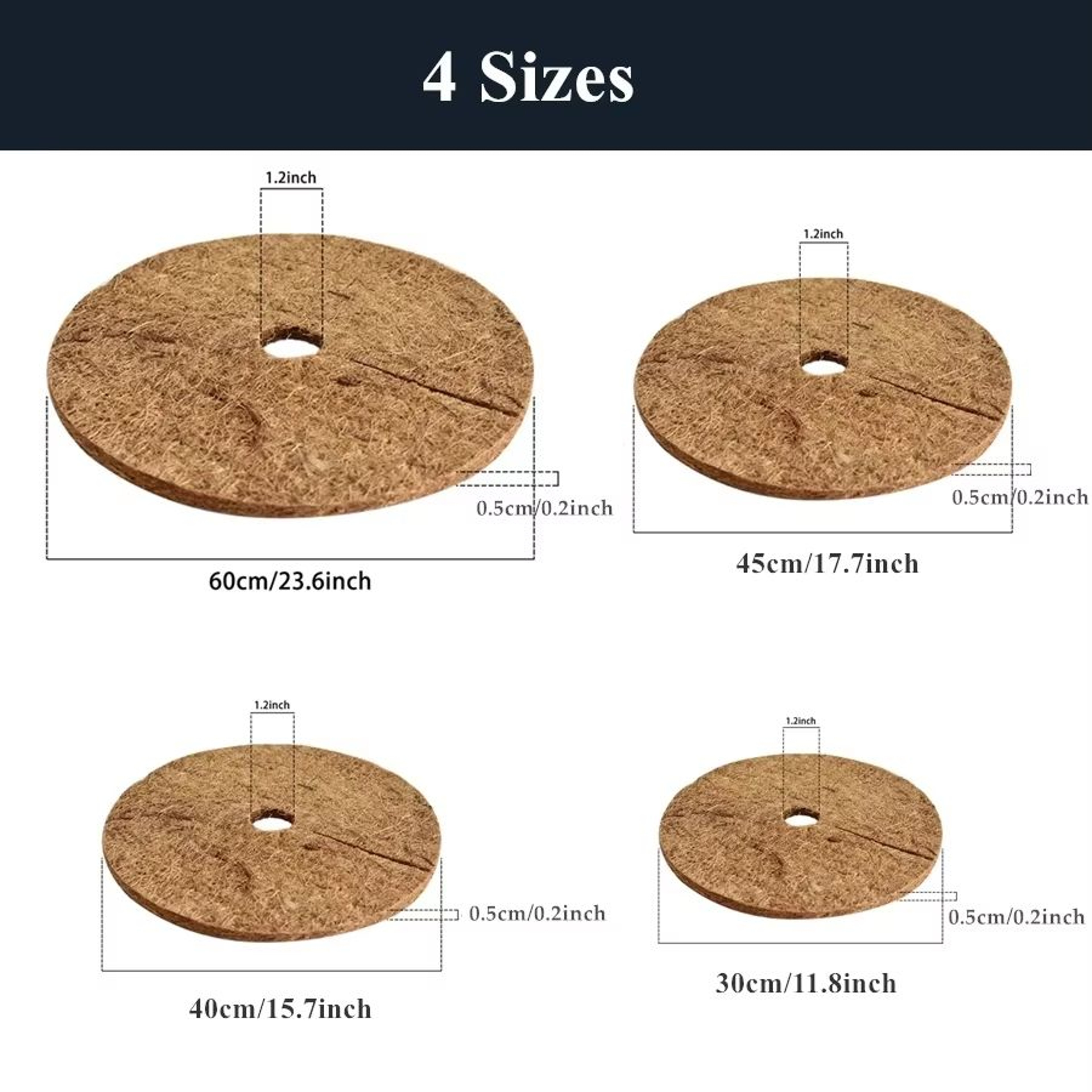 Natural Coconut Fiber Tree Mulch Ring  Organic Coco Coir Weed Barrier Mat For Plant Protection 5PCS 2