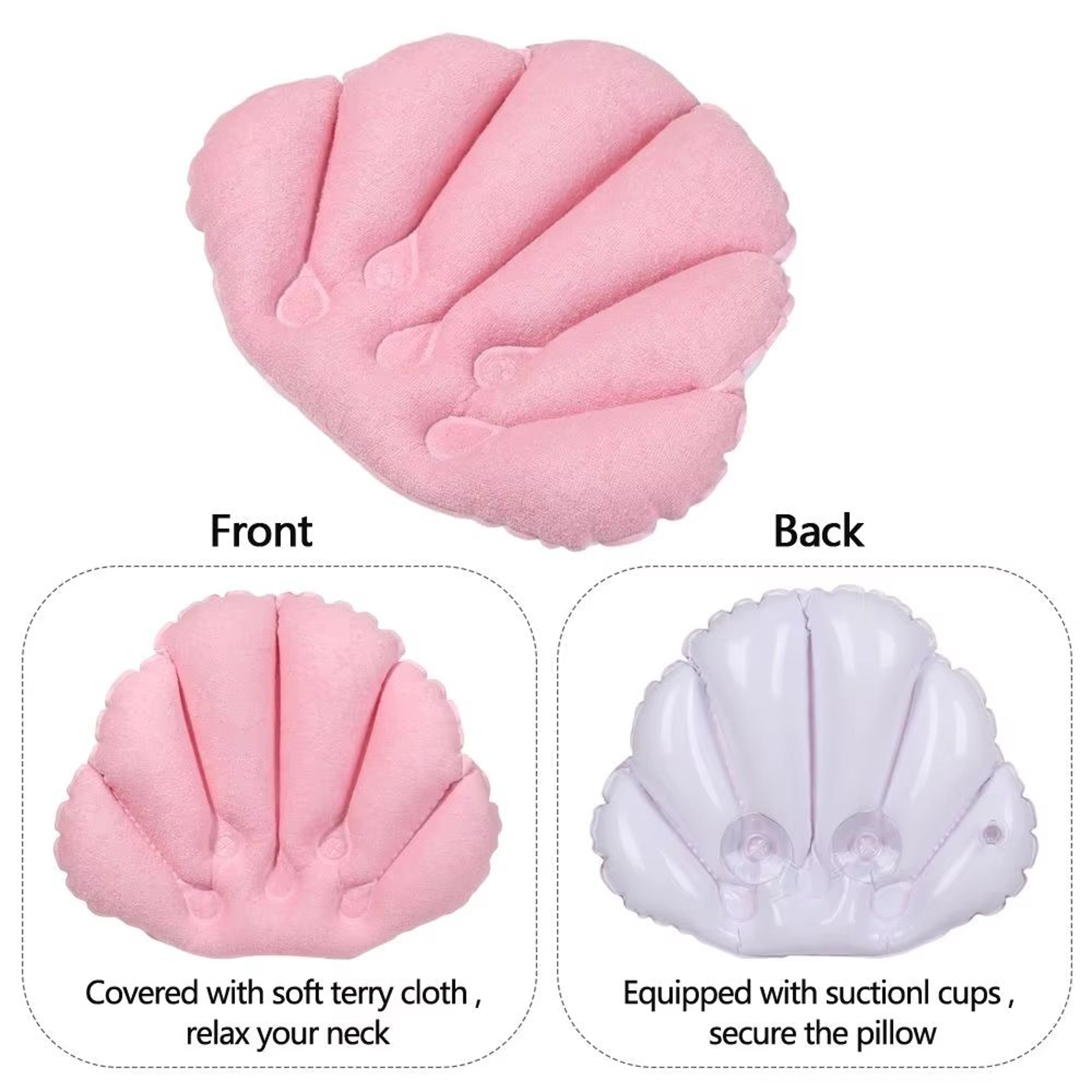 Inflatable Spa Bath Pillow With Suction Cups Soft Bathtub Neck Support Pillow 3