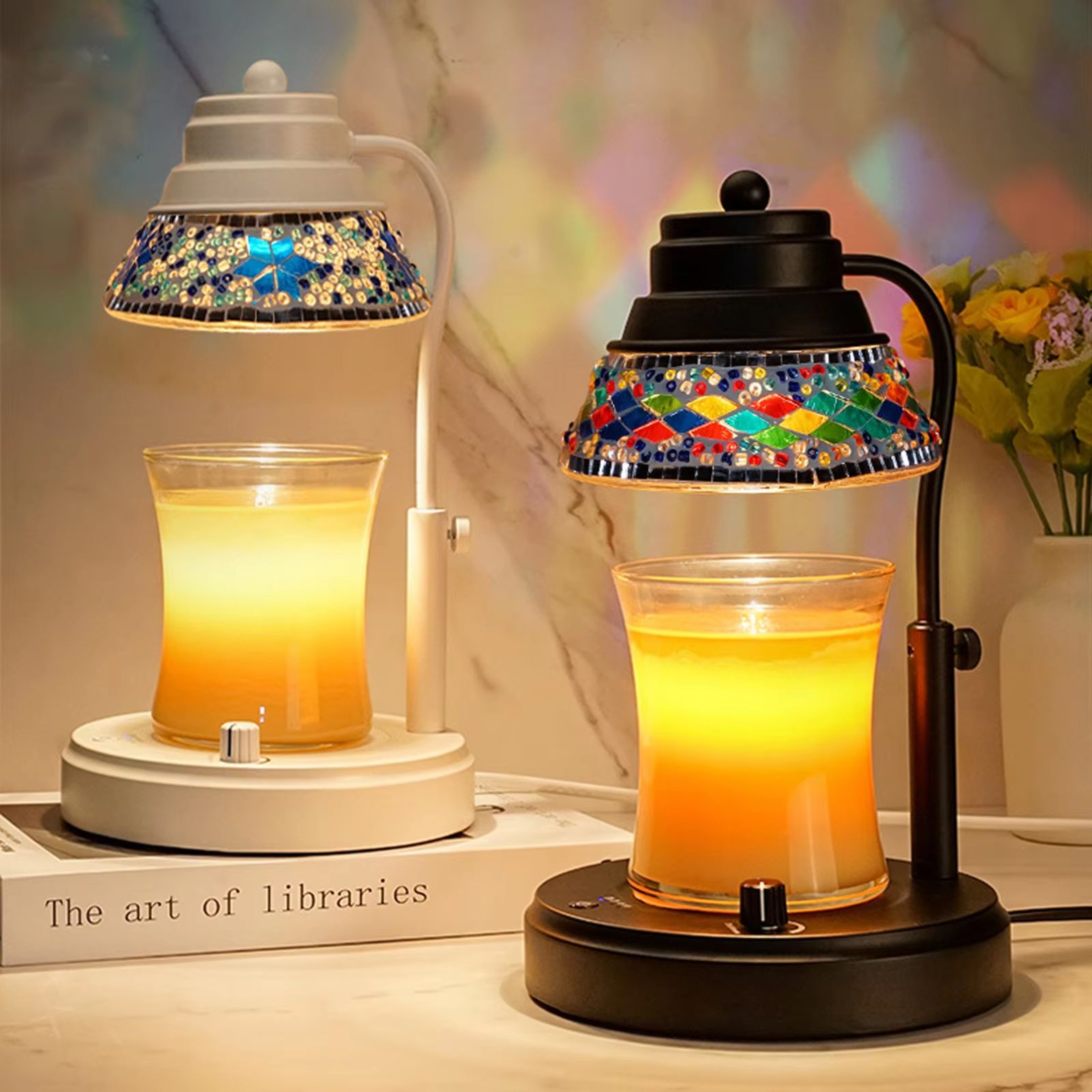 Colorful Diamond Candle Warmer Lamp With Timer Adjustable Height Dimmable Wax Melt Lamp 0