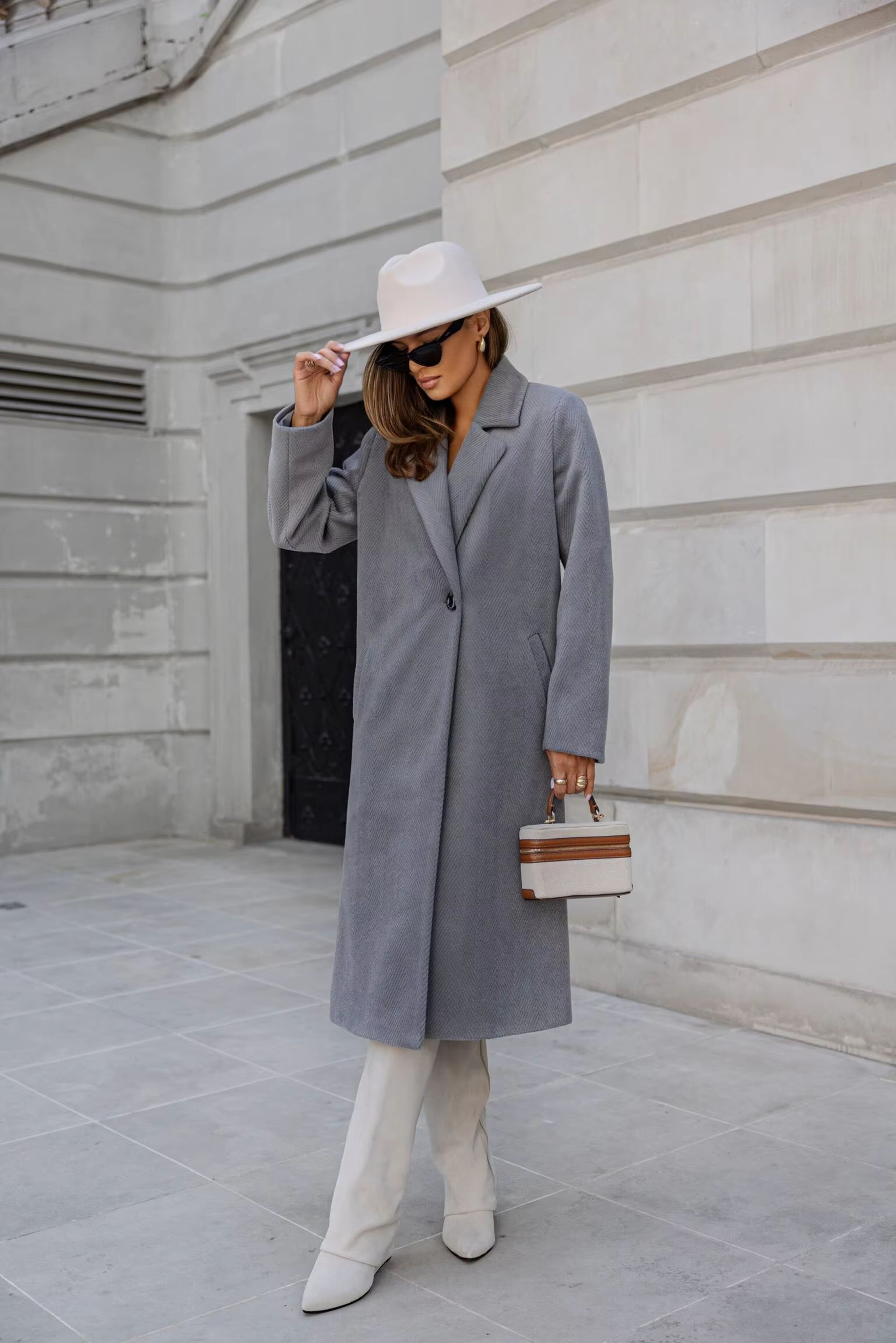 Elegant Womens Trench Coat  MidLong Winter Pea Coat With Notched Lapel And Pockets 8