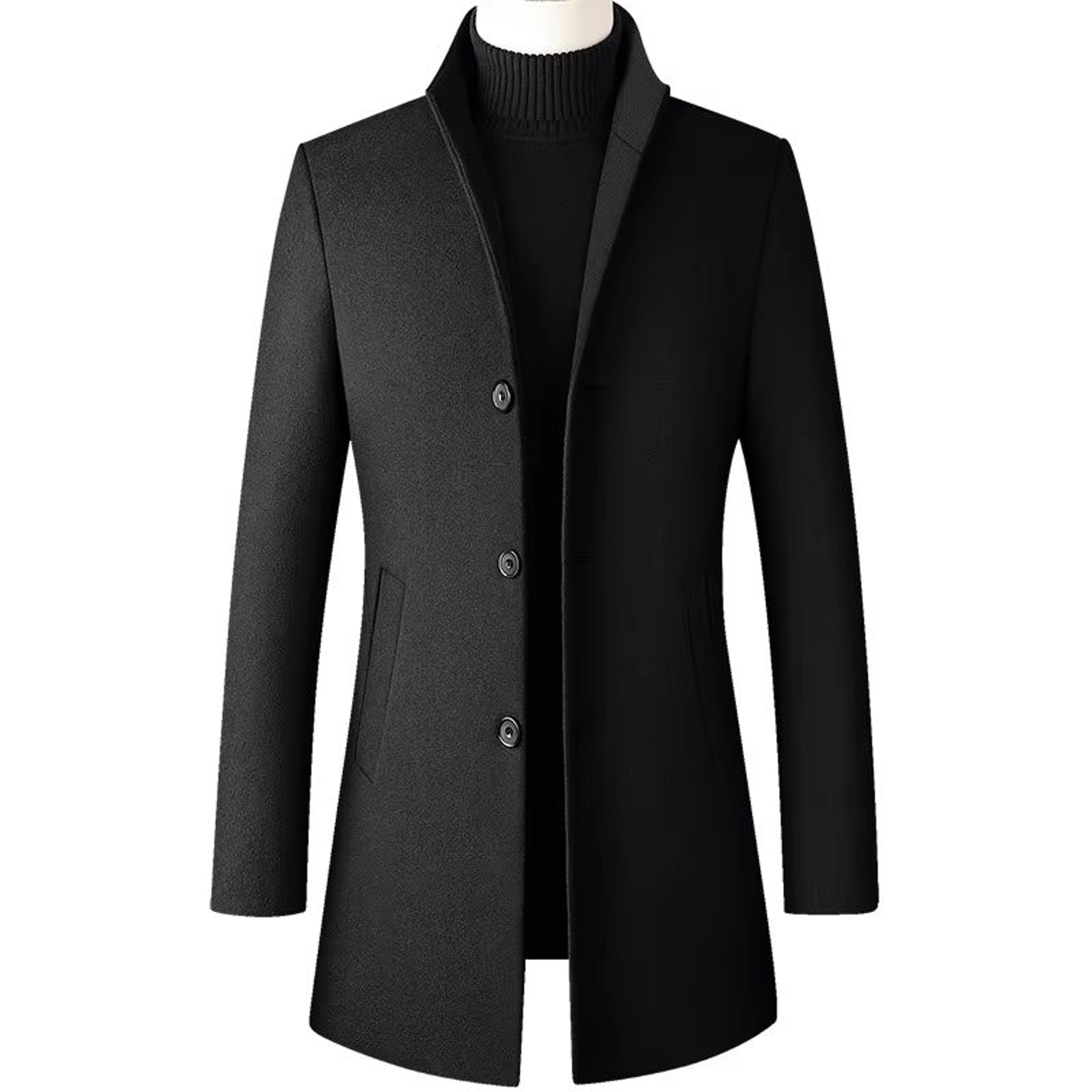 Oversized Mens Wool Pea Coat  Classic Mens Wool Overcoat Business Casual Winter Jacket 4XL 6