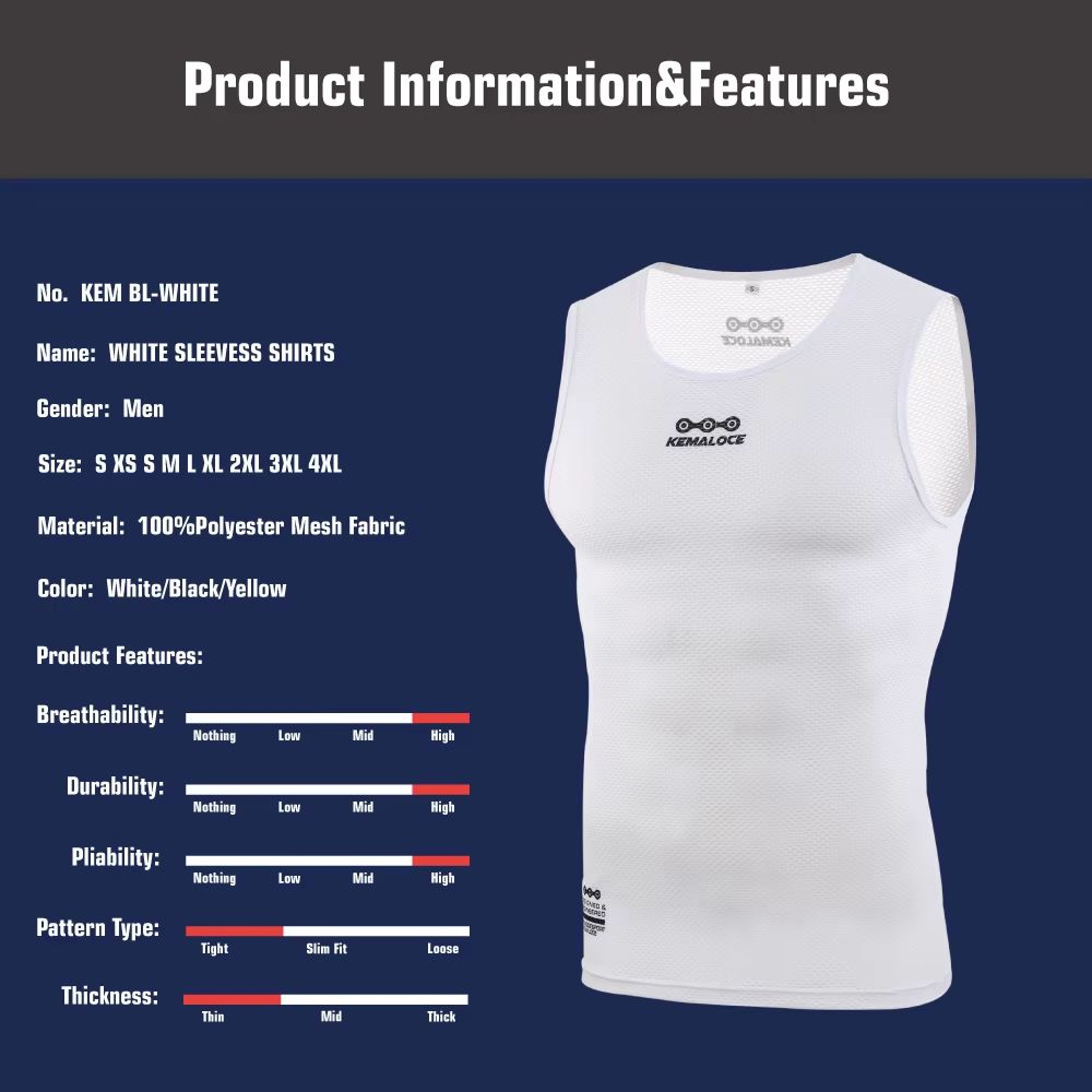 KEMALOCE Sleeveless Cycling Base Layer  Breathable QuickDry Cycling Undershirt For MTB  Road Bike R 1