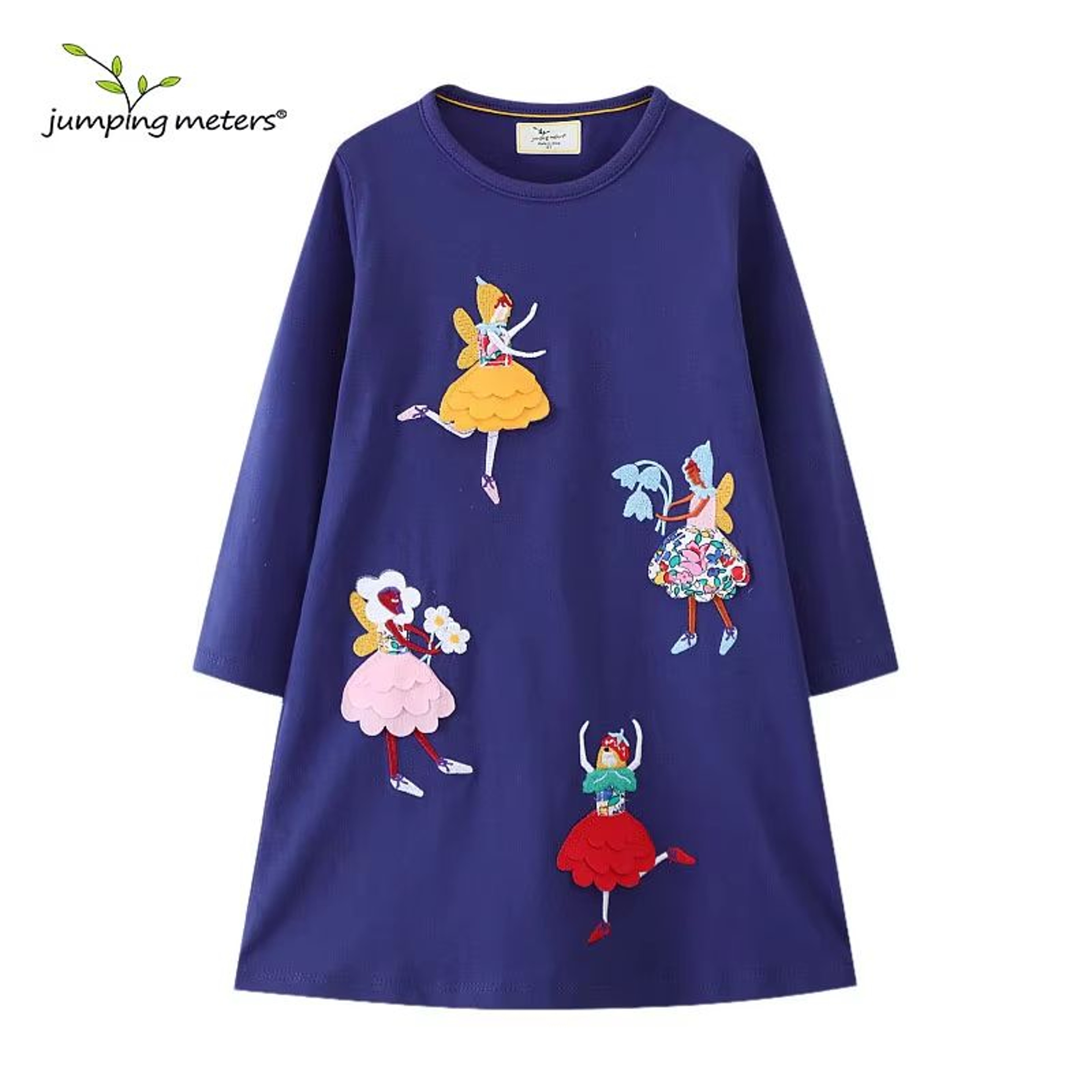 Jumping Meters Princess Girls Dress Long Sleeve Toddler Party Dress Animal Applique Polka Dot Kids  0