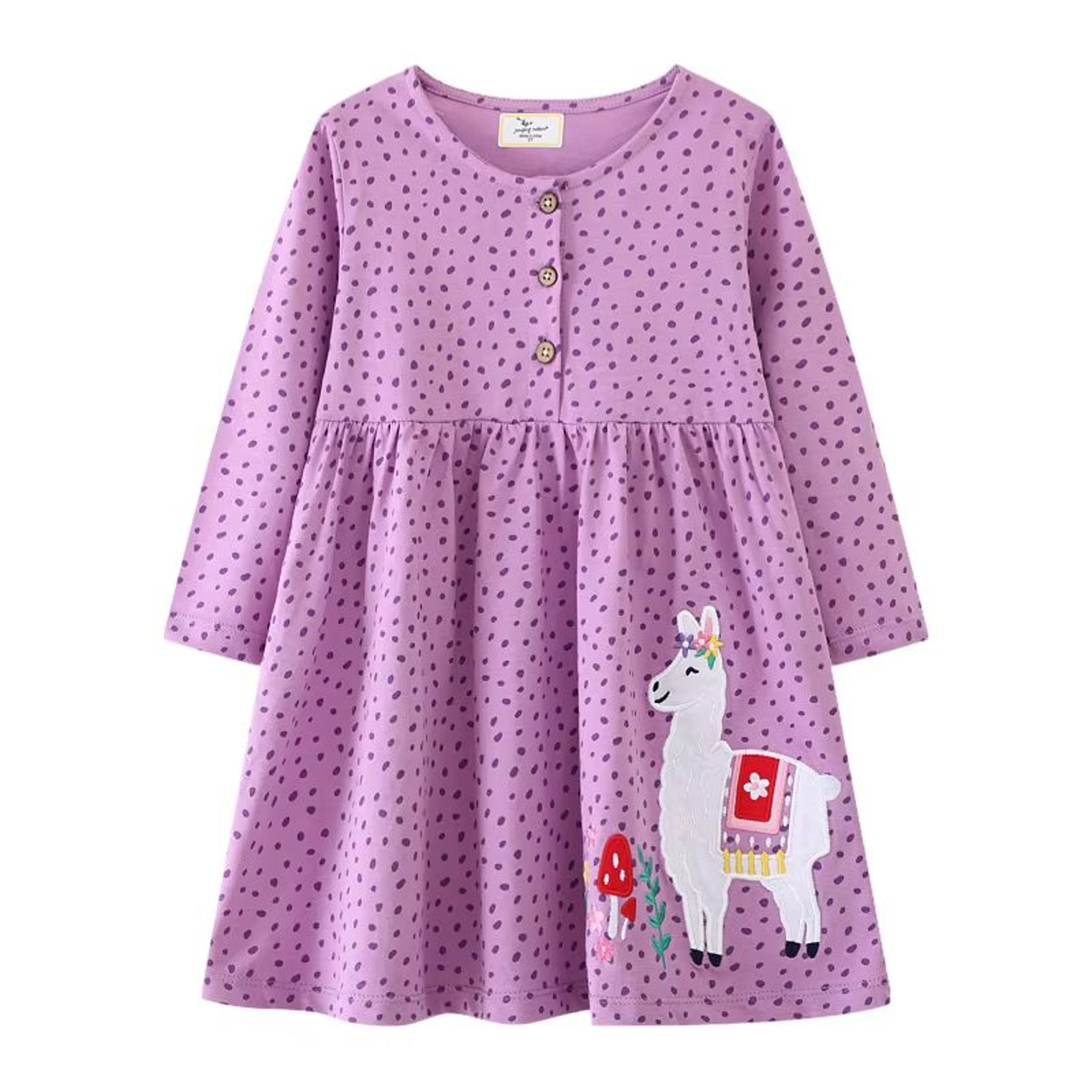 Jumping Meters Princess Girls Dress Long Sleeve Toddler Party Dress Animal Applique Polka Dot Kids  9