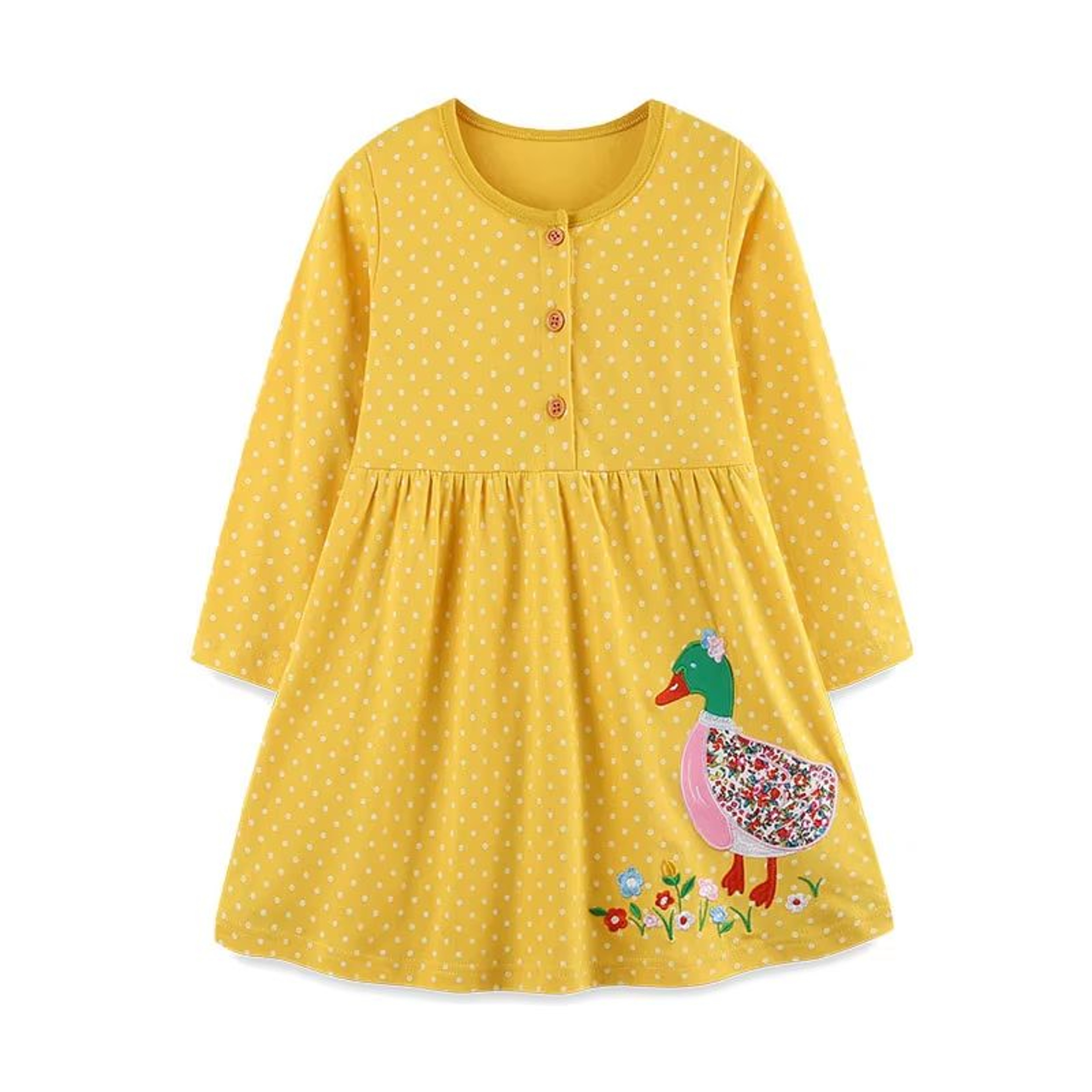 Jumping Meters Princess Girls Dress Long Sleeve Toddler Party Dress Animal Applique Polka Dot Kids  10