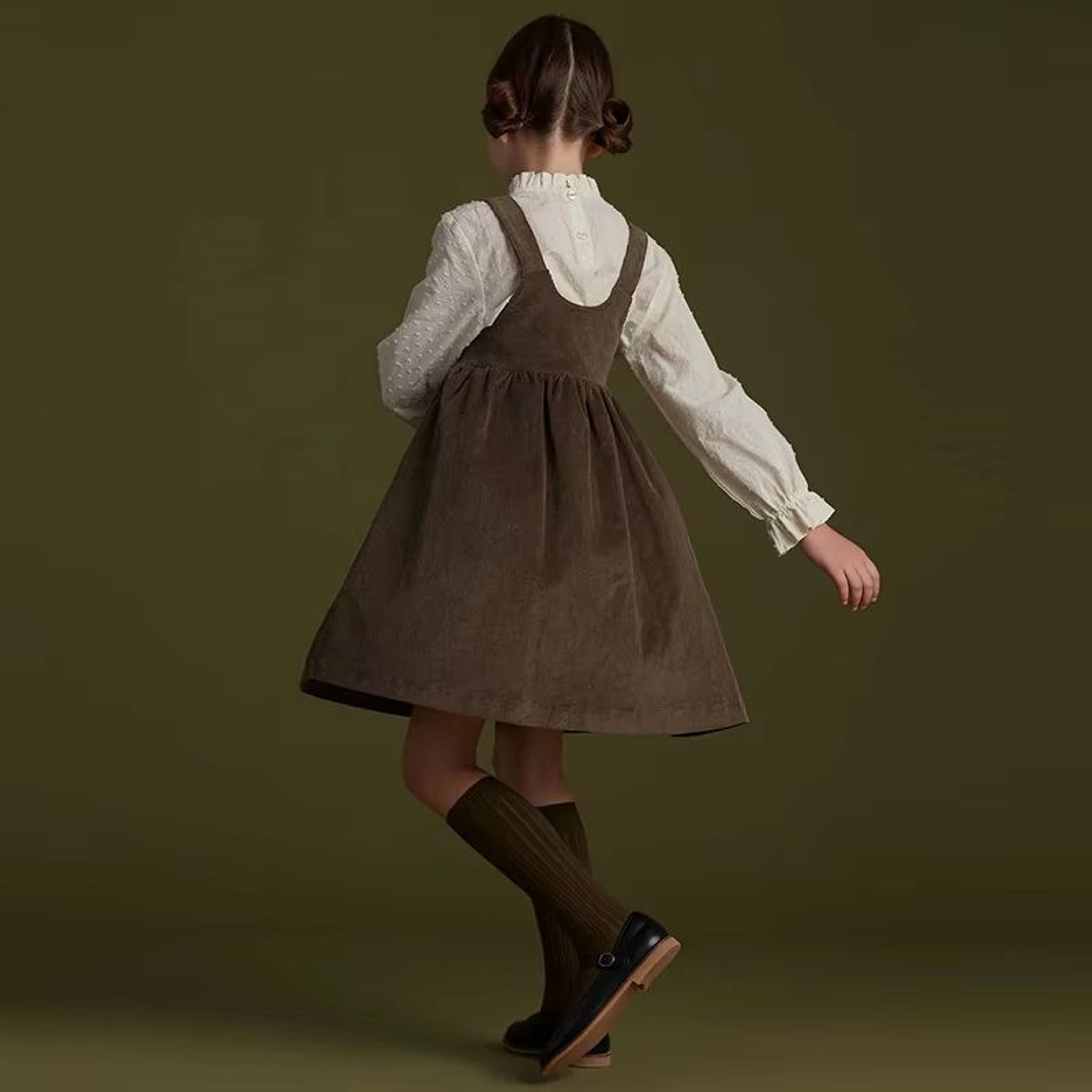 Retro Girls Corduroy Dress Adjustable Strap Toddler Pinafore Dress Sleeveless Casual Kids Corduroy  3