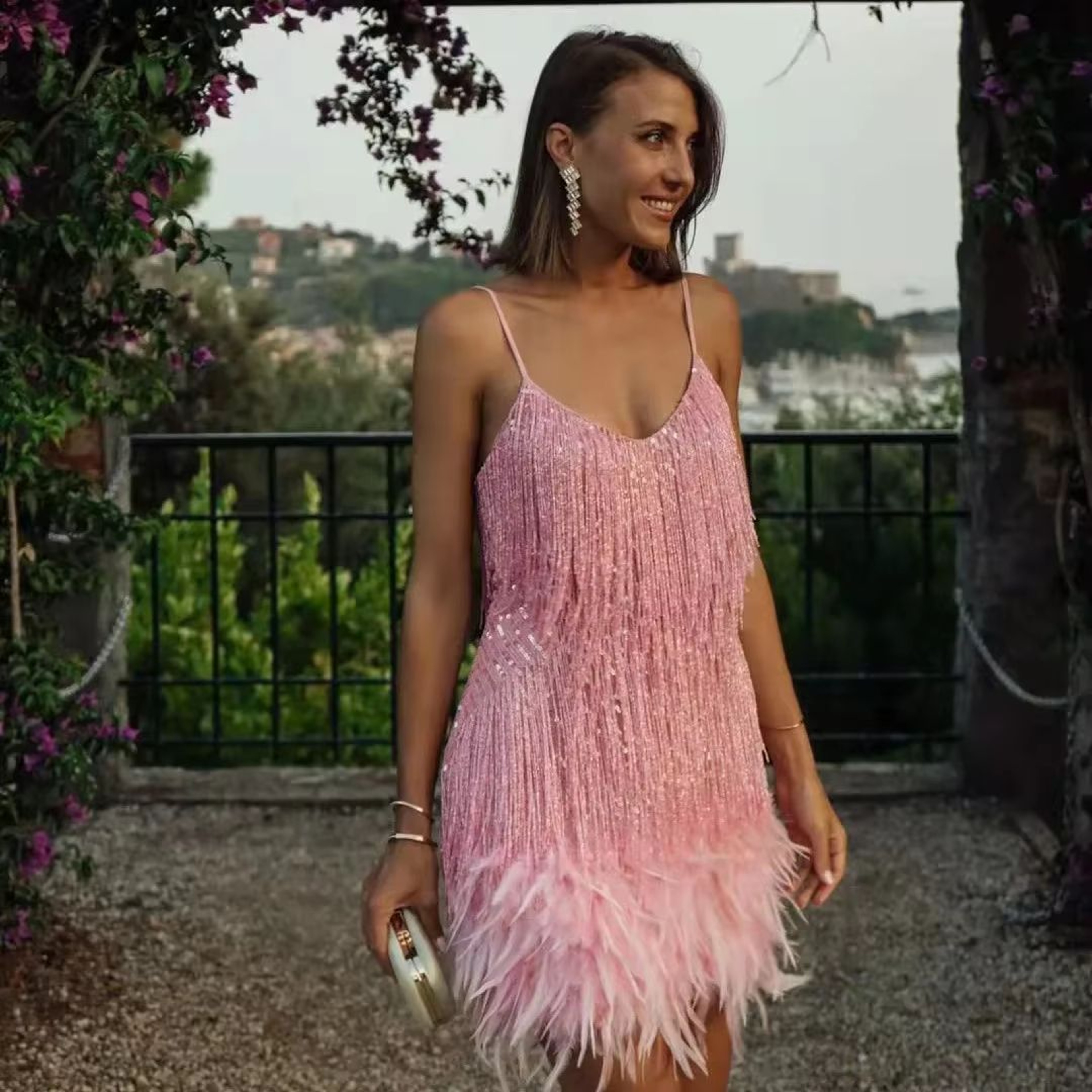 Colorful Sequin Feather Dress Sleeveless Feather Patchwork Dress Sparkly Womens Party Sequin Dress 1