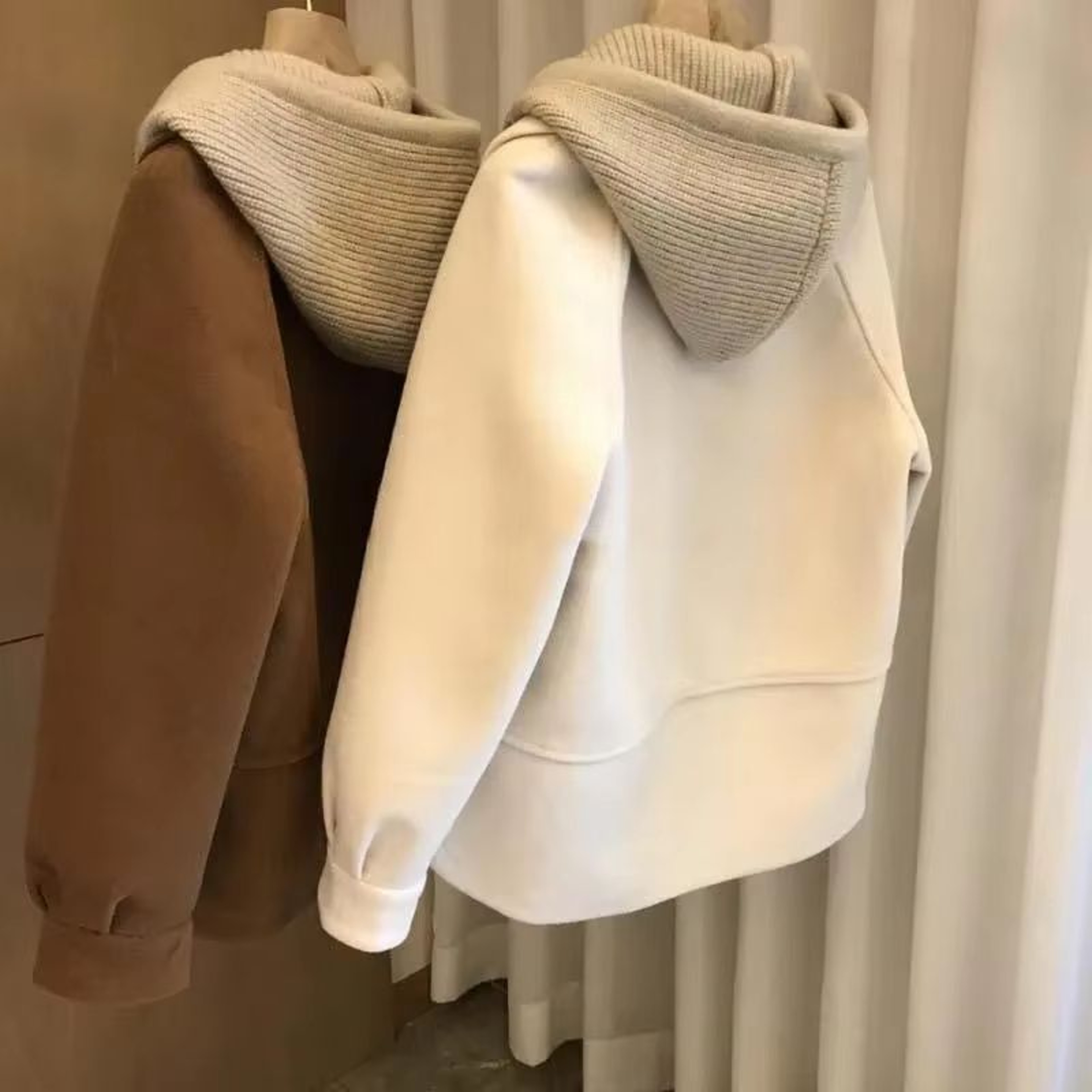 Plus Size Patchwork Hooded Coat Fake Two Piece Womens Winter Jacket Loose Elegant Outerwear 1