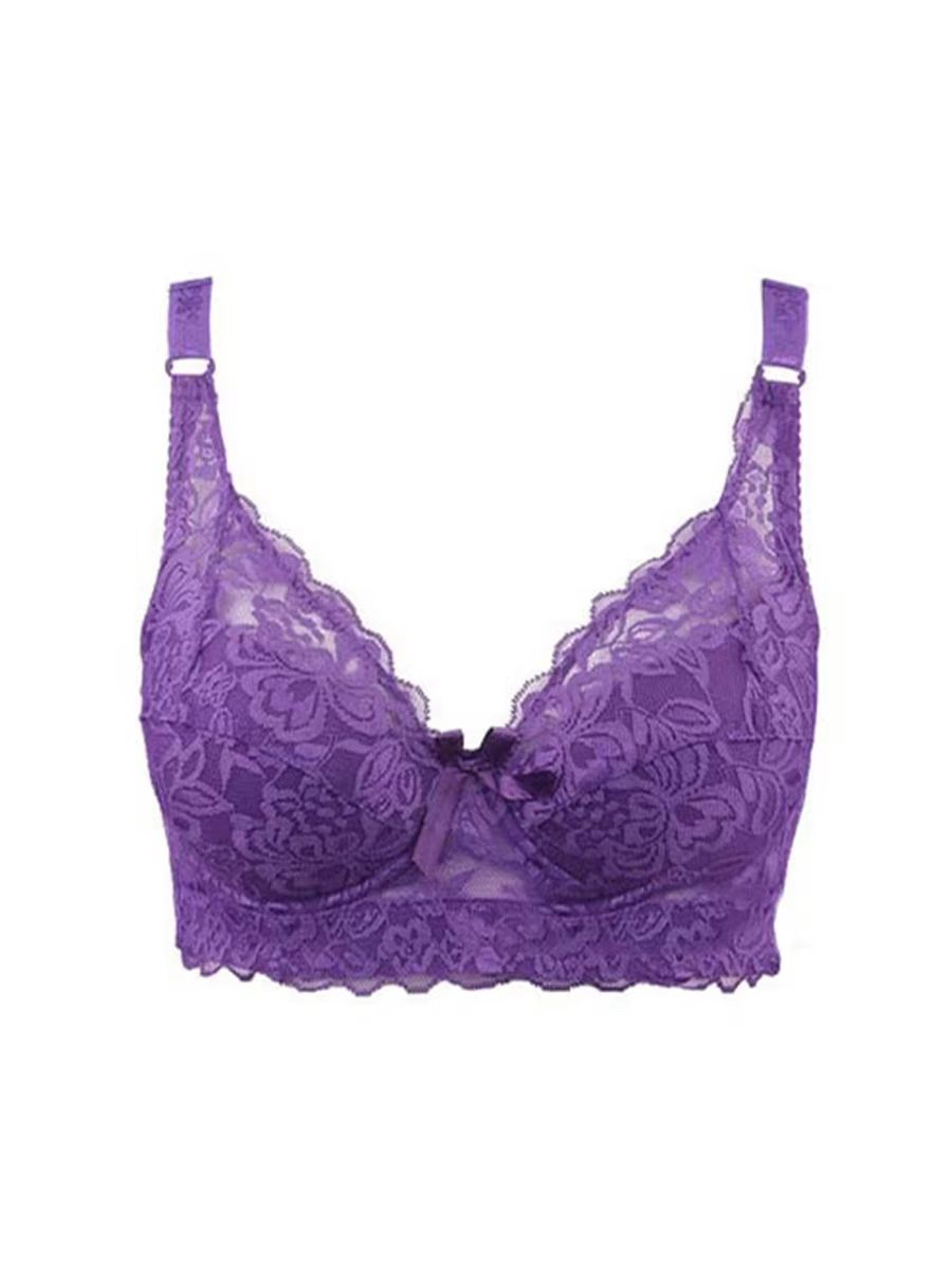 Plus Size Wireless Lace Bra Full Coverage Thin Cup Adjustable Bra Soft Comfort Bra For B C D Cups 12