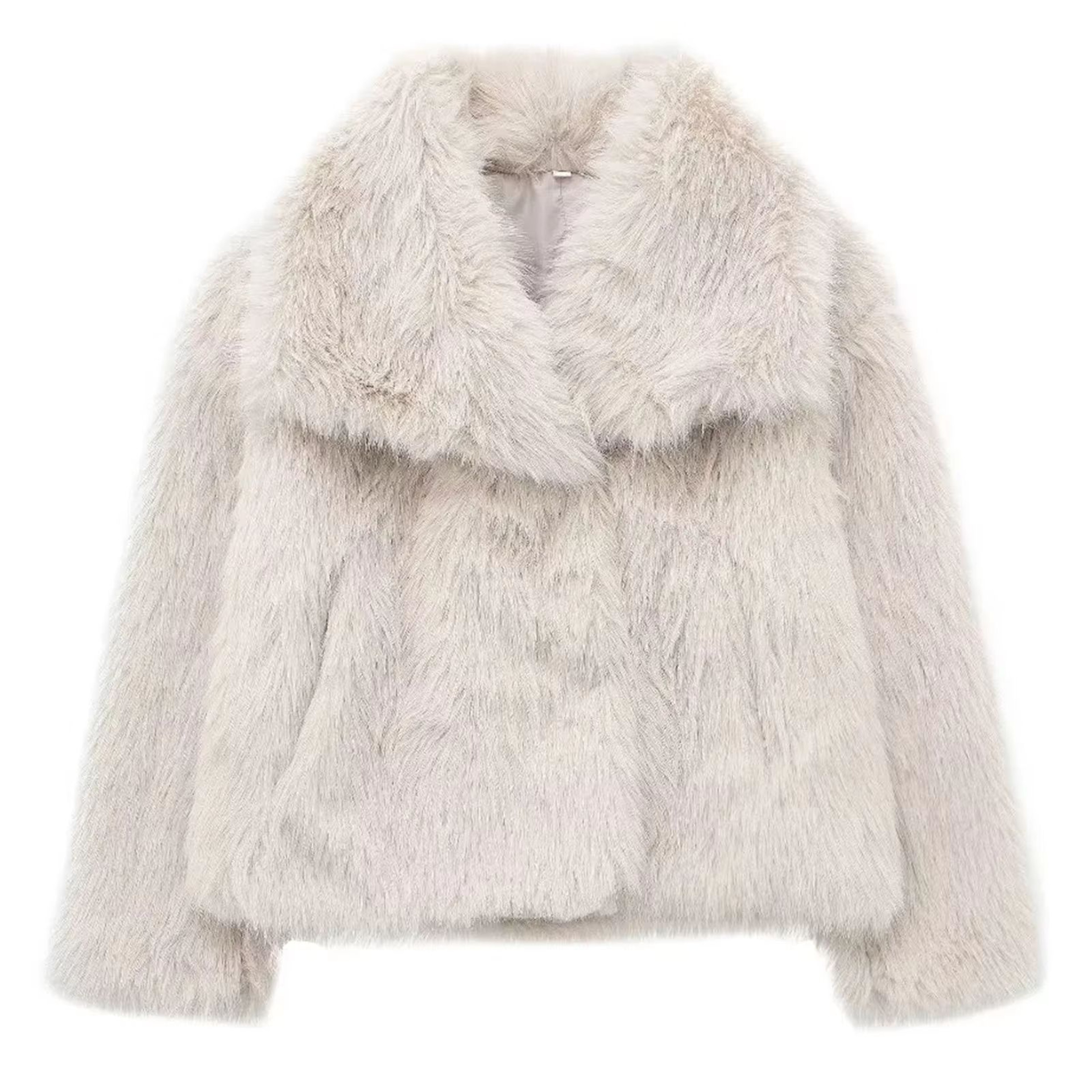 Elegant Faux Fur Coat Women Fluffy Winter Faux Fur Jacket Long Sleeve Lapel Fluffy Fur Coat 8