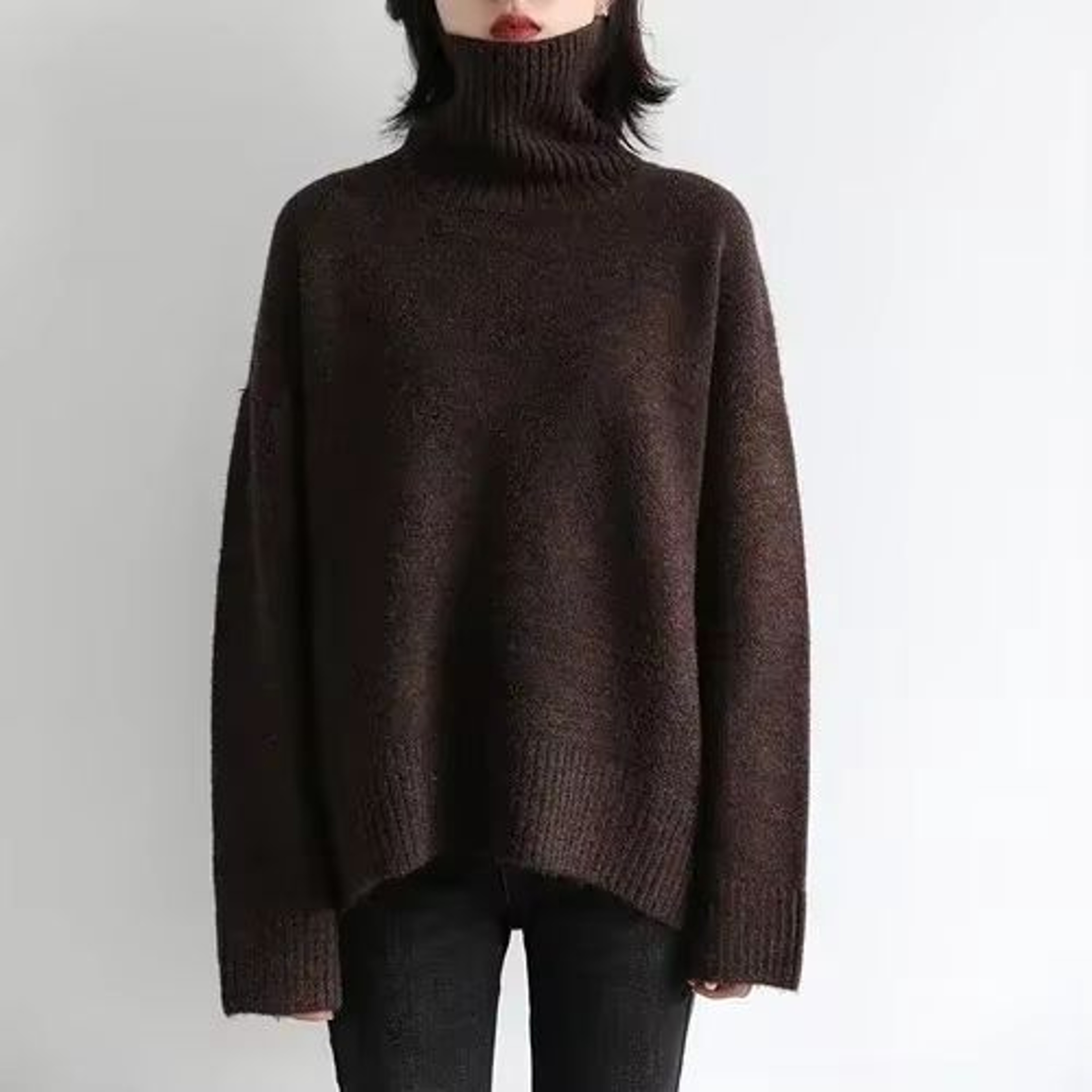 CHIC VEN Loose Turtleneck Sweater Warm Korean Knit Pullover Soft Women Winter Sweater 10