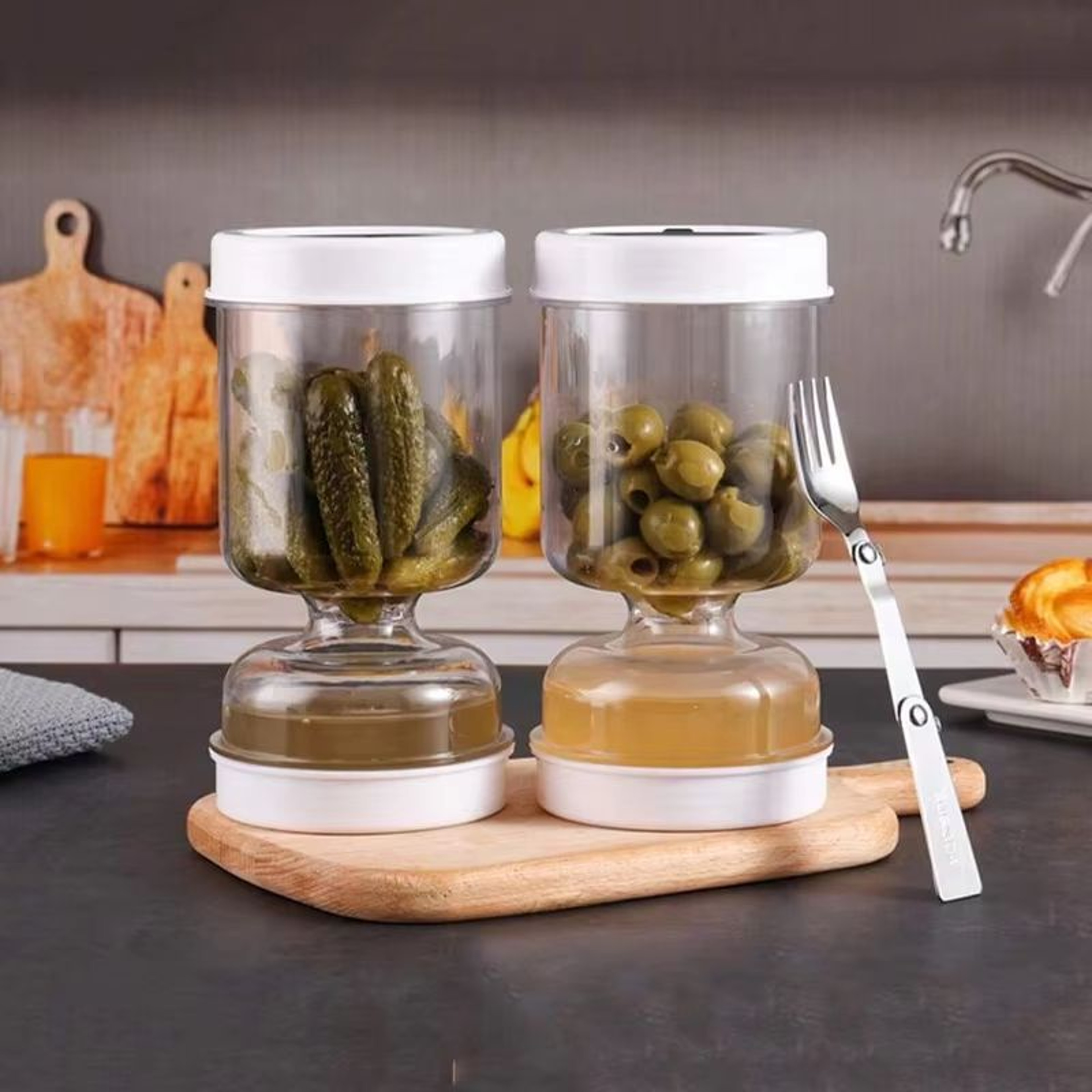 FlipDrain Dry  Wet Separation Pickle Jar Kitchen Fermentation  Storage Container 1