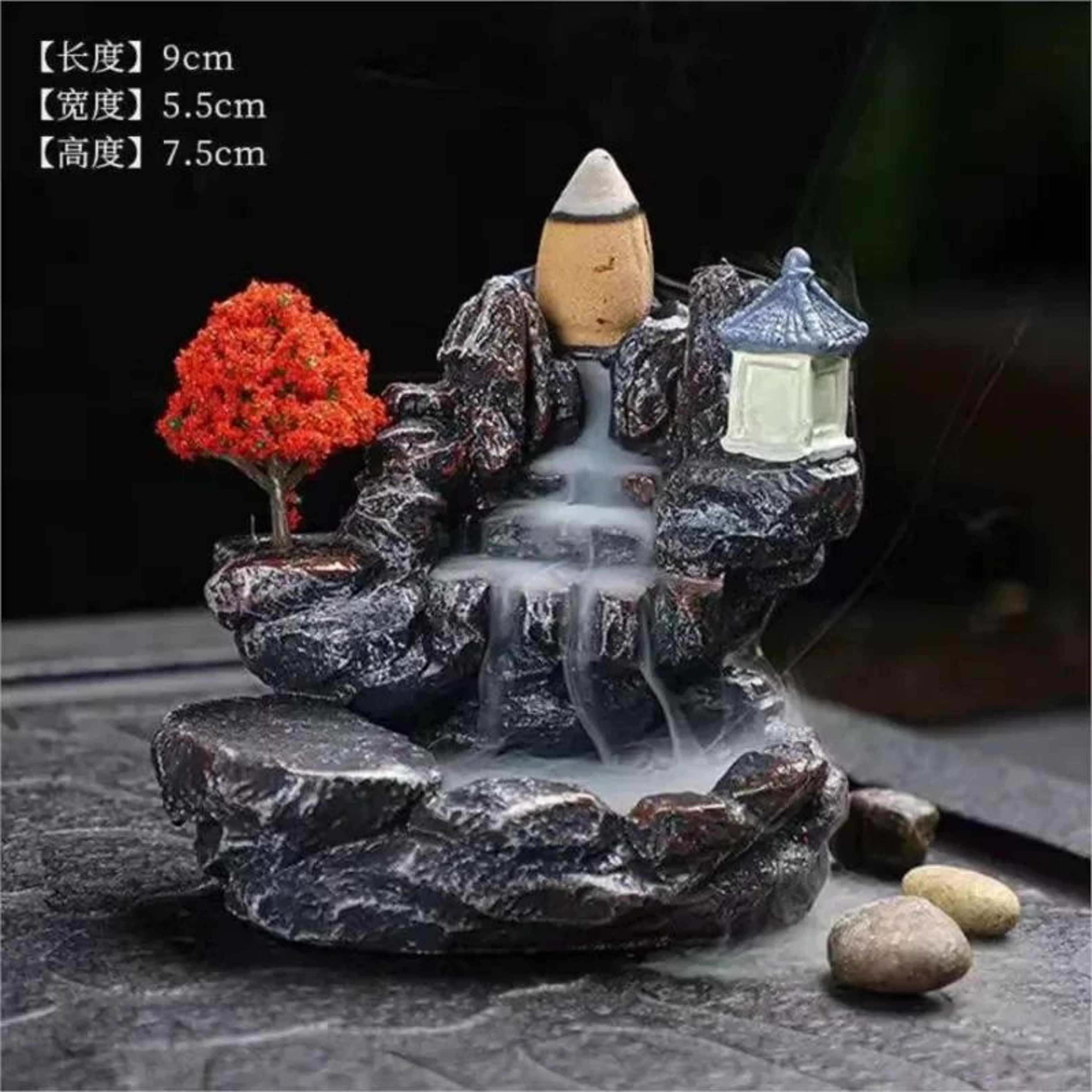 Zen Backflow Incense Burner Waterfall  Mountain River Waterfall Incense Censer Home Decor 4