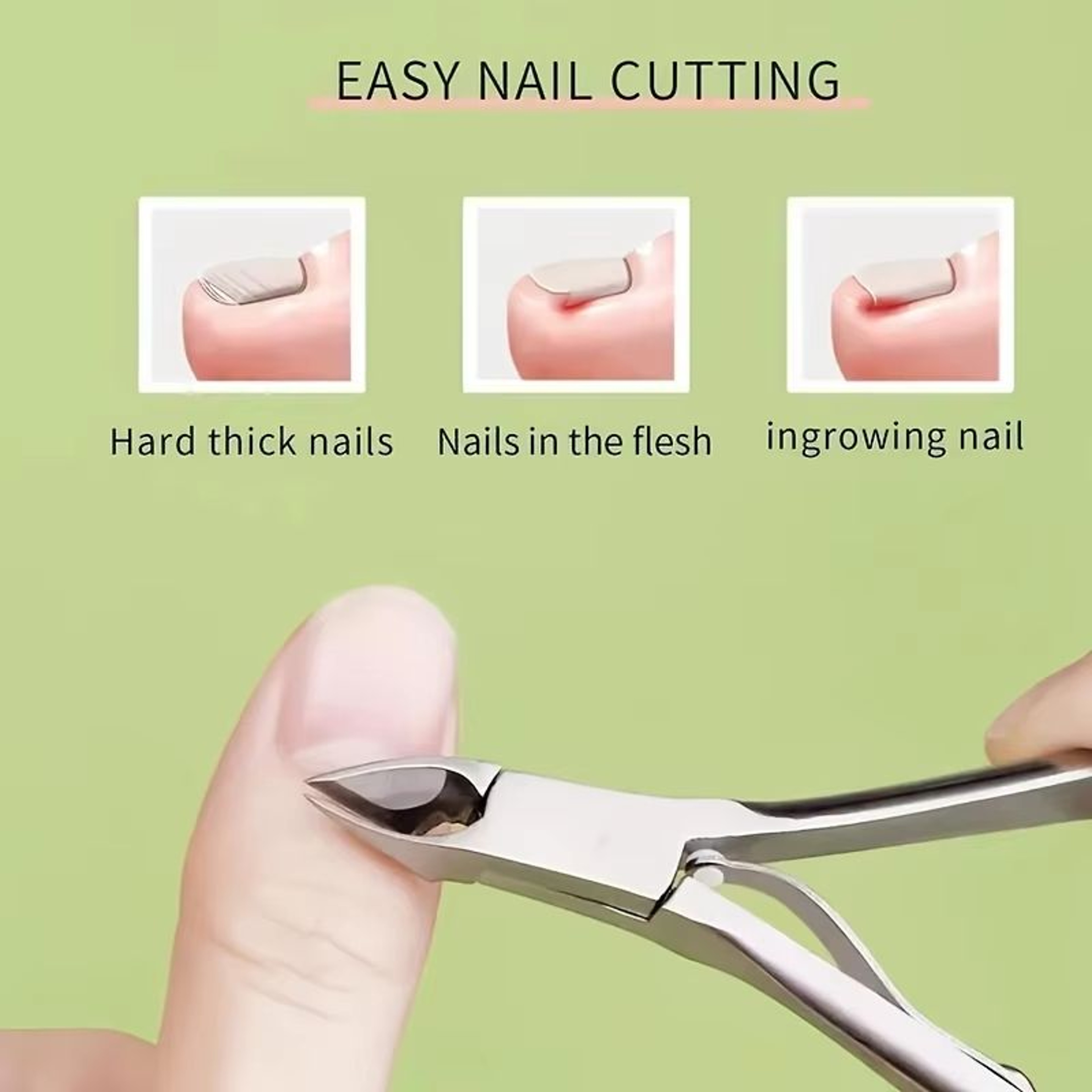Stainless Steel Ingrown Toenail Clippers Precision Thick Nail Cutter For Manicure  Pedicure 3