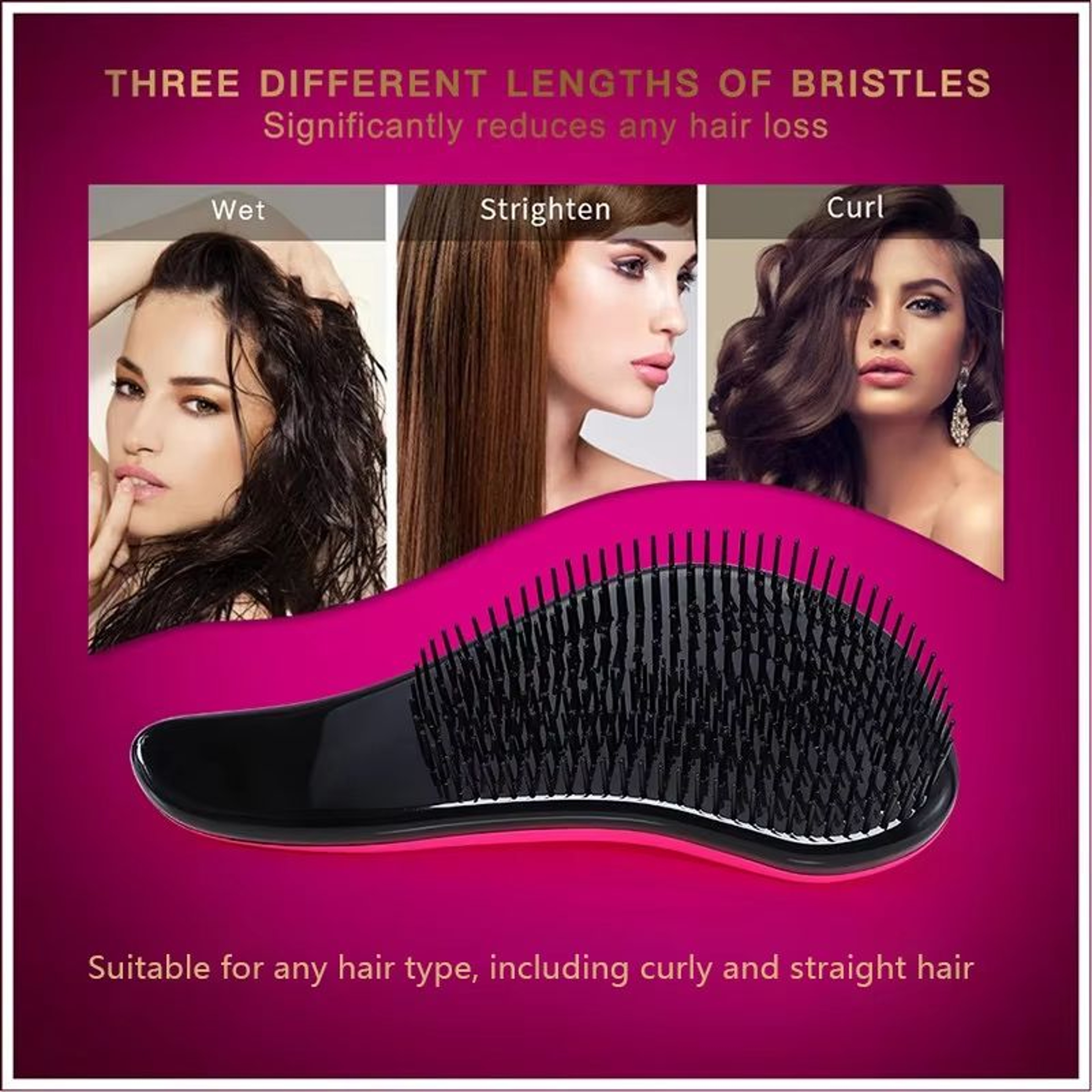 Mango Detangling Hair Paddle Brush Professional Wet  Dry Detangler Brush For Curly Thick  Long Hair 5