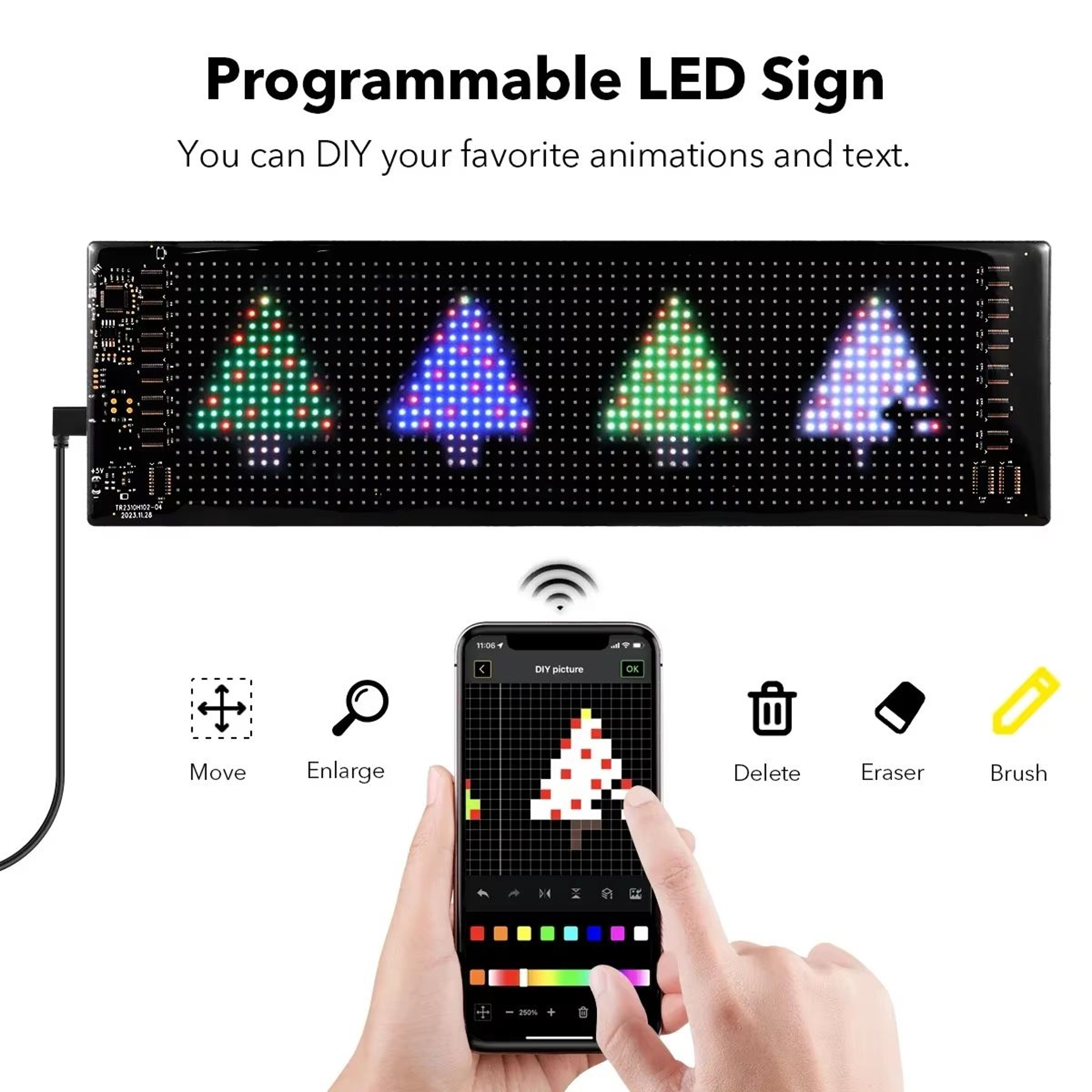Programmable LED Scrolling Sign Panel  LED Scrolling Advertising Sign With Bluetooth App Control 0