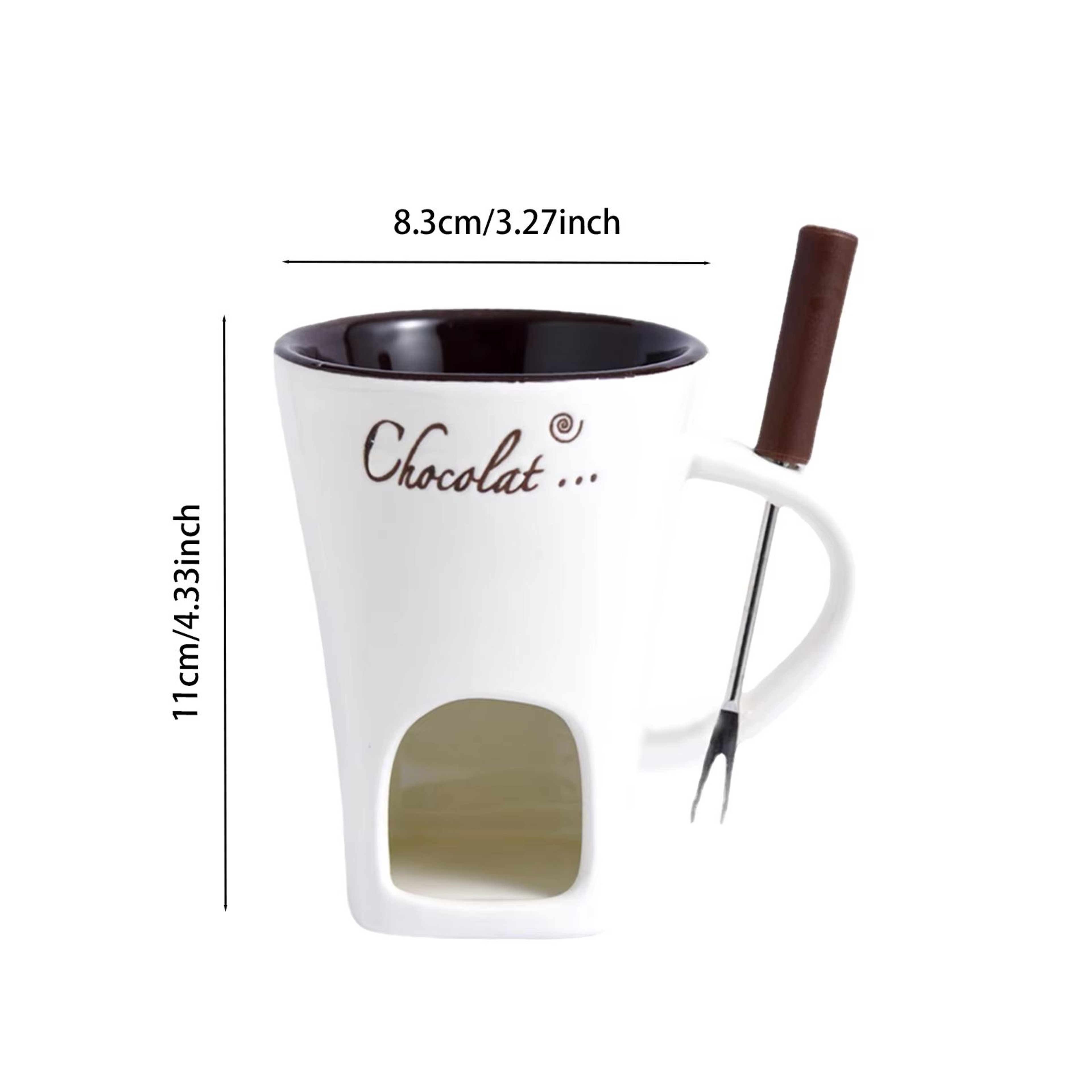 Personal Mini Fondue Mug Set Chocolate Cheese Butter Warmer 6