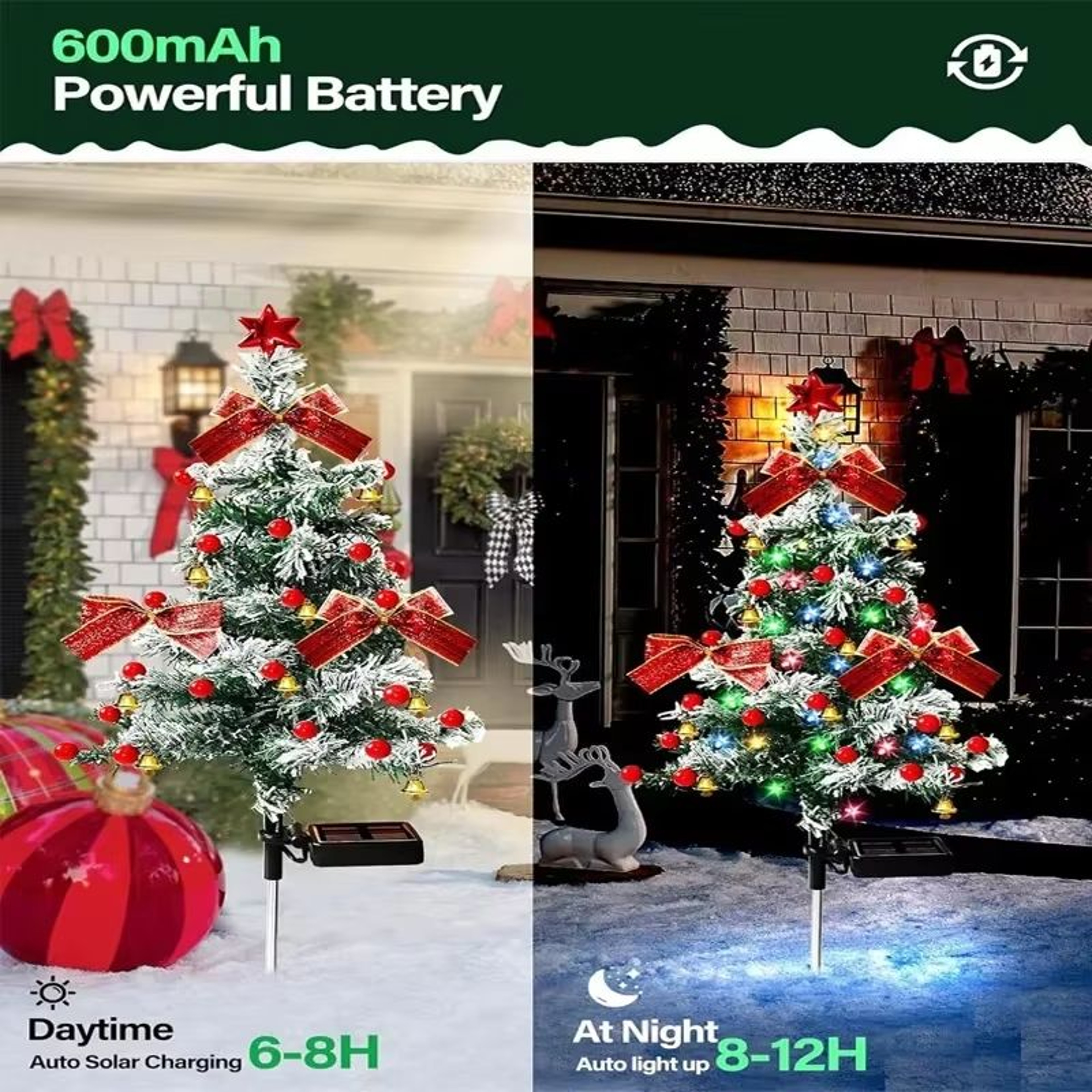 Solar LED Christmas Tree Garden Light Waterproof Outdoor Festive Decor 3