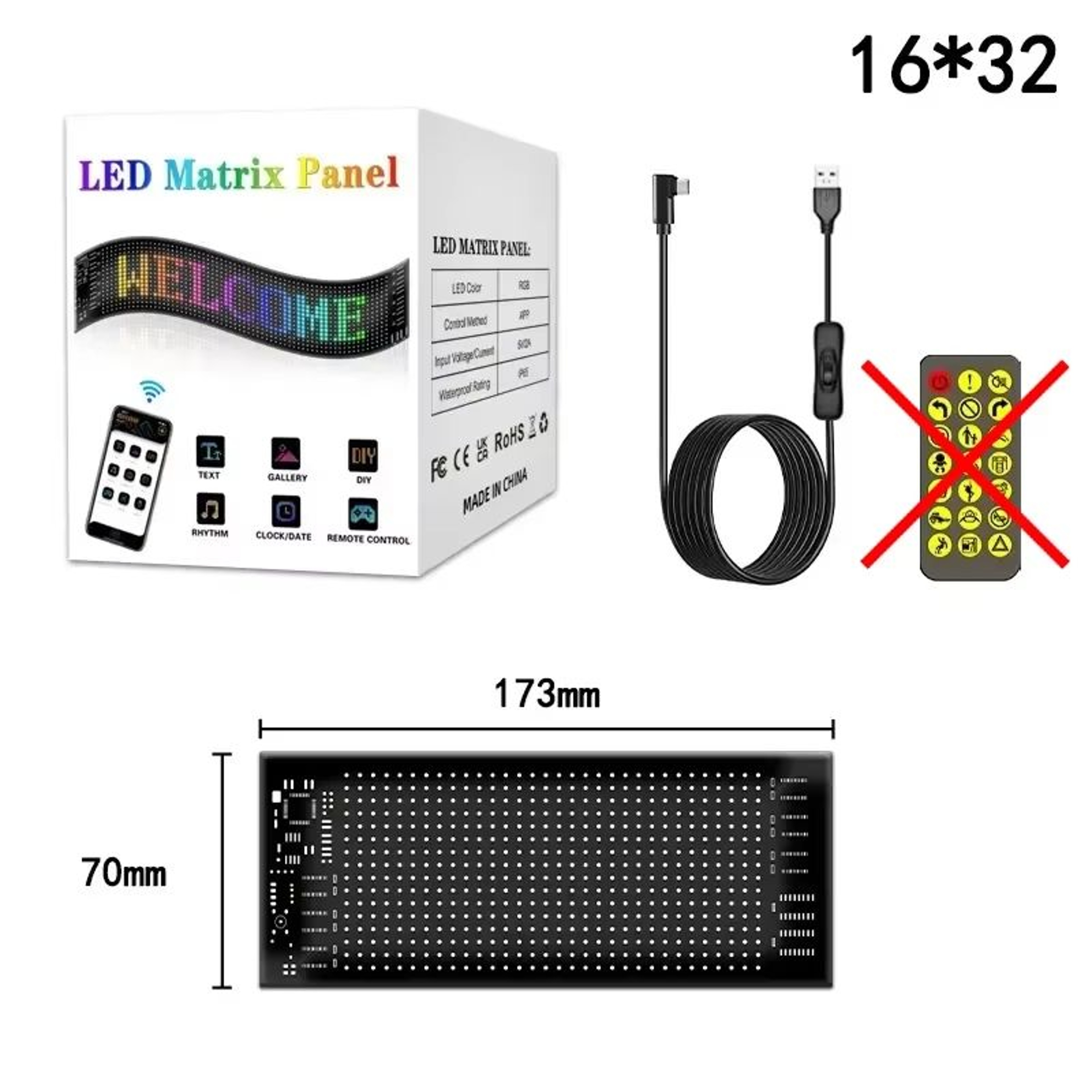 Demon Eyes LED Matrix Car Display APP Controlled Programmable Light Panel 6