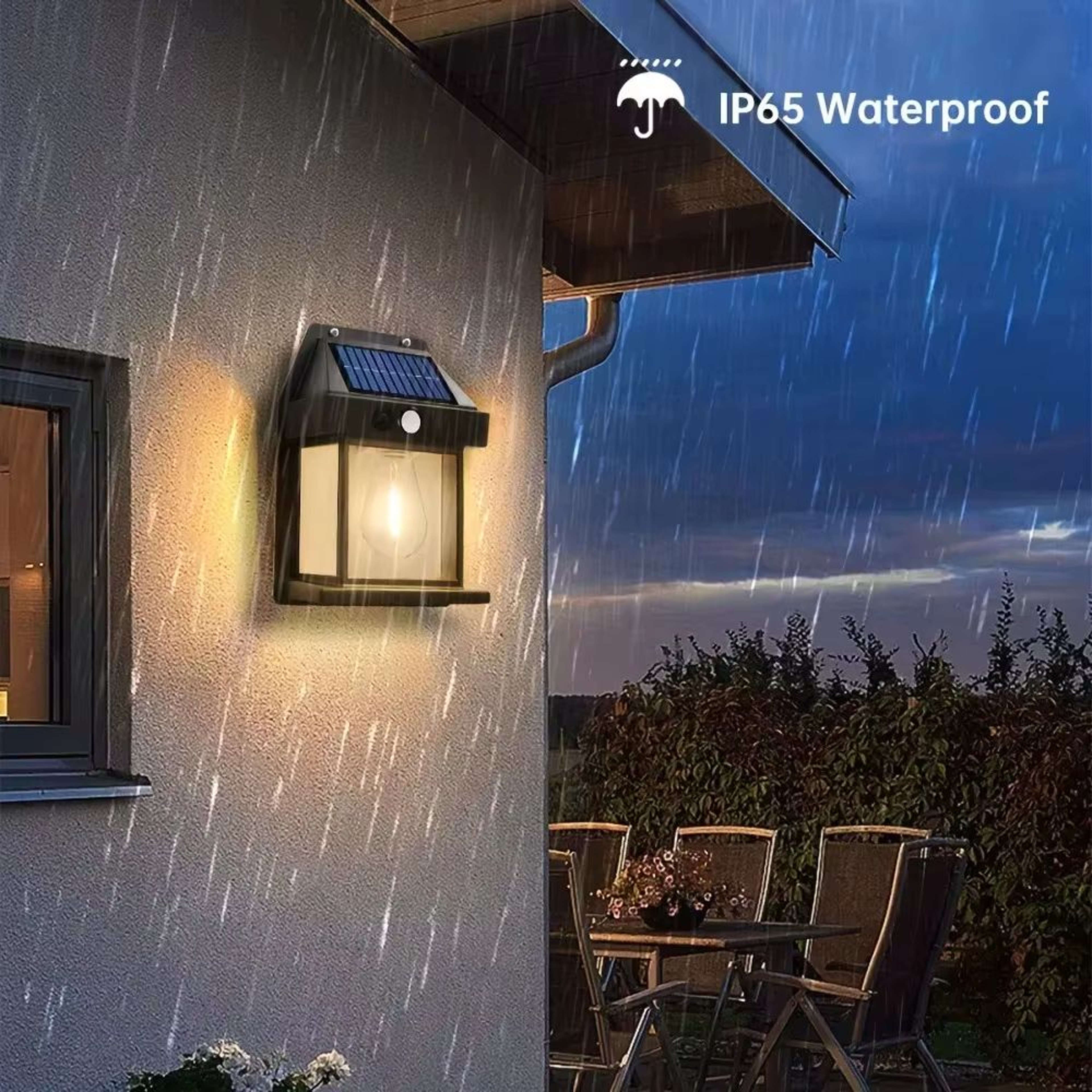 Solar Motion Sensor Wall Lantern Waterproof Outdoor Garden Light 0
