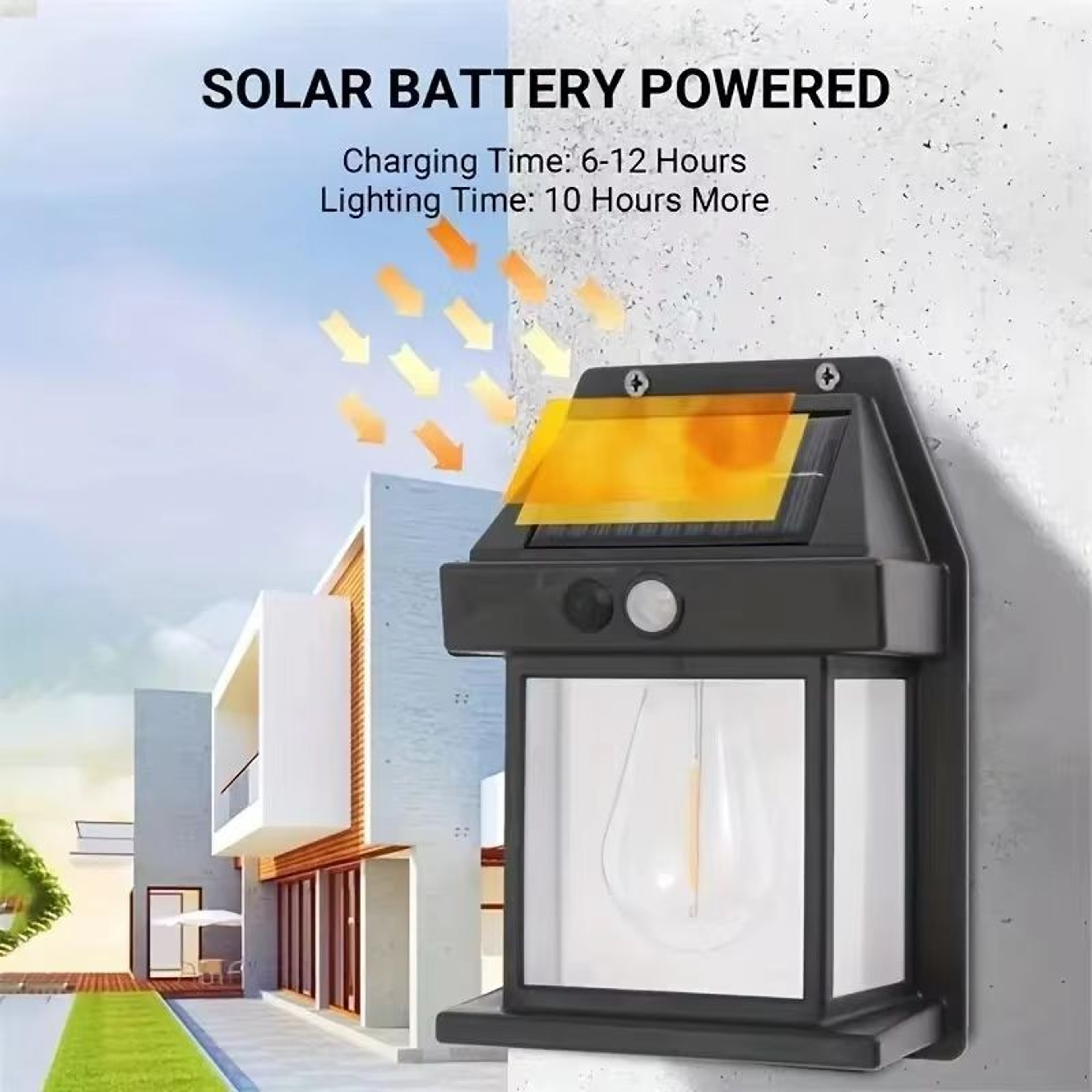Solar Motion Sensor Wall Lantern Waterproof Outdoor Garden Light 2