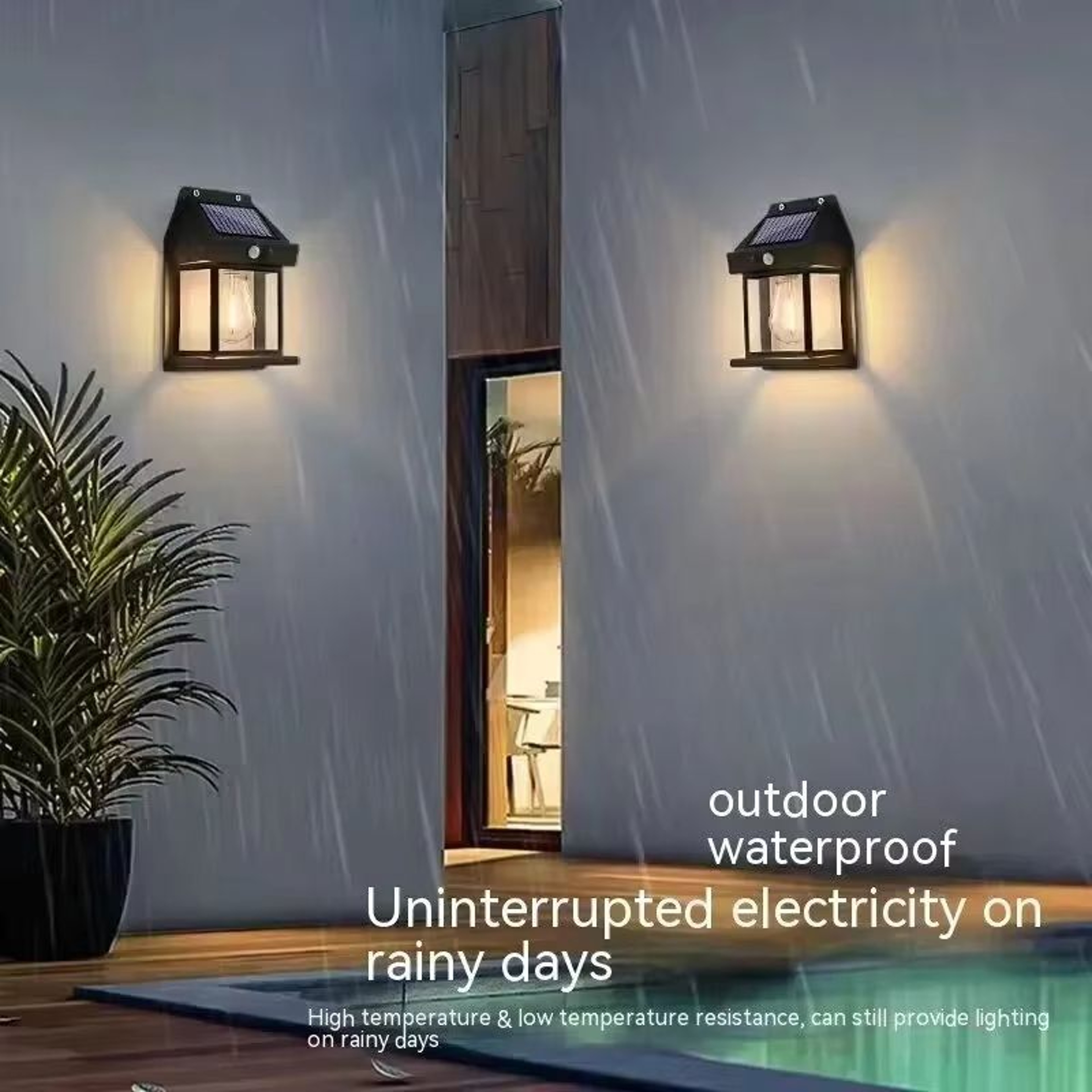Solar Motion Sensor Wall Lantern Waterproof Outdoor Garden Light 4
