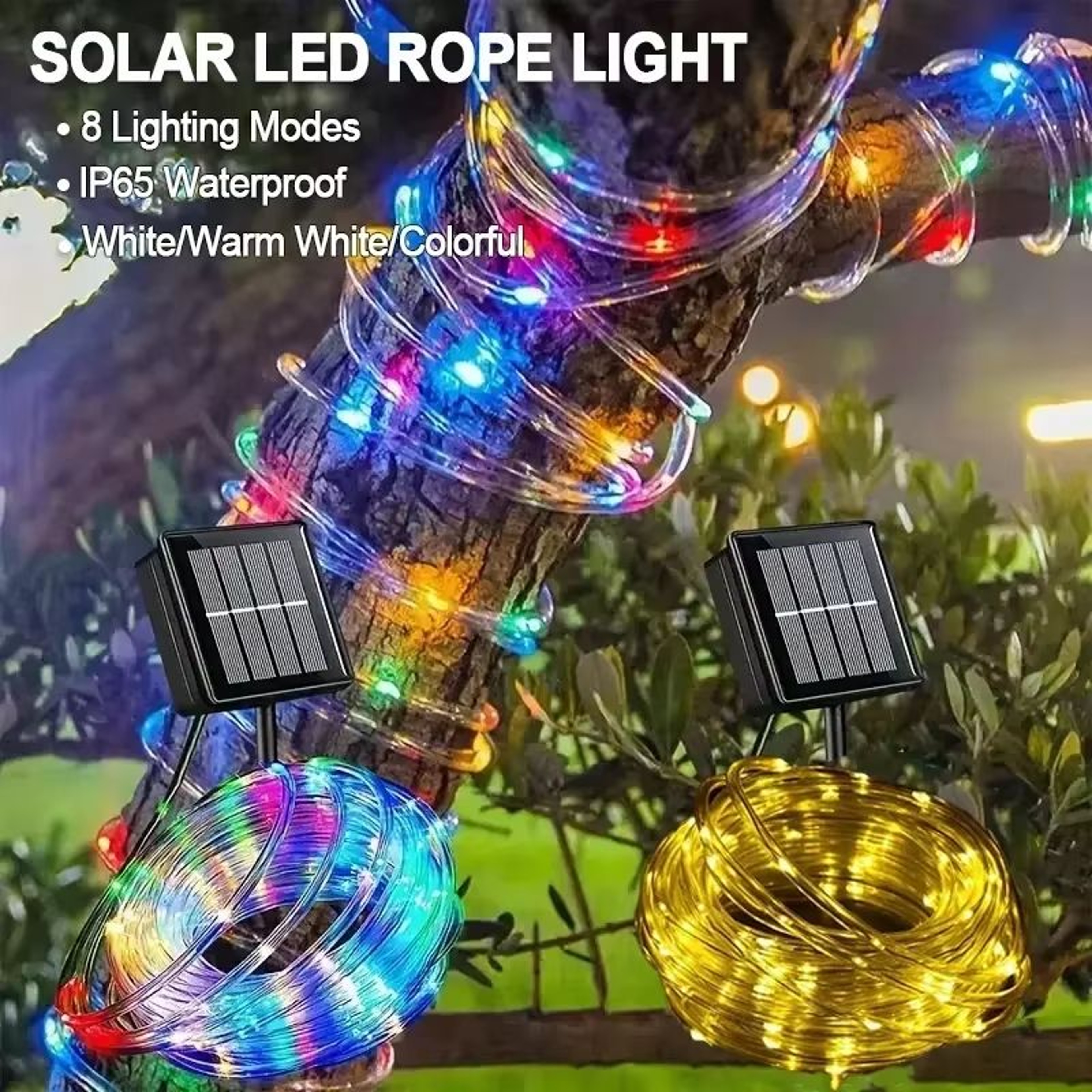 Solar LED Rope Lights Waterproof Outdoor Garden Path Decor 5