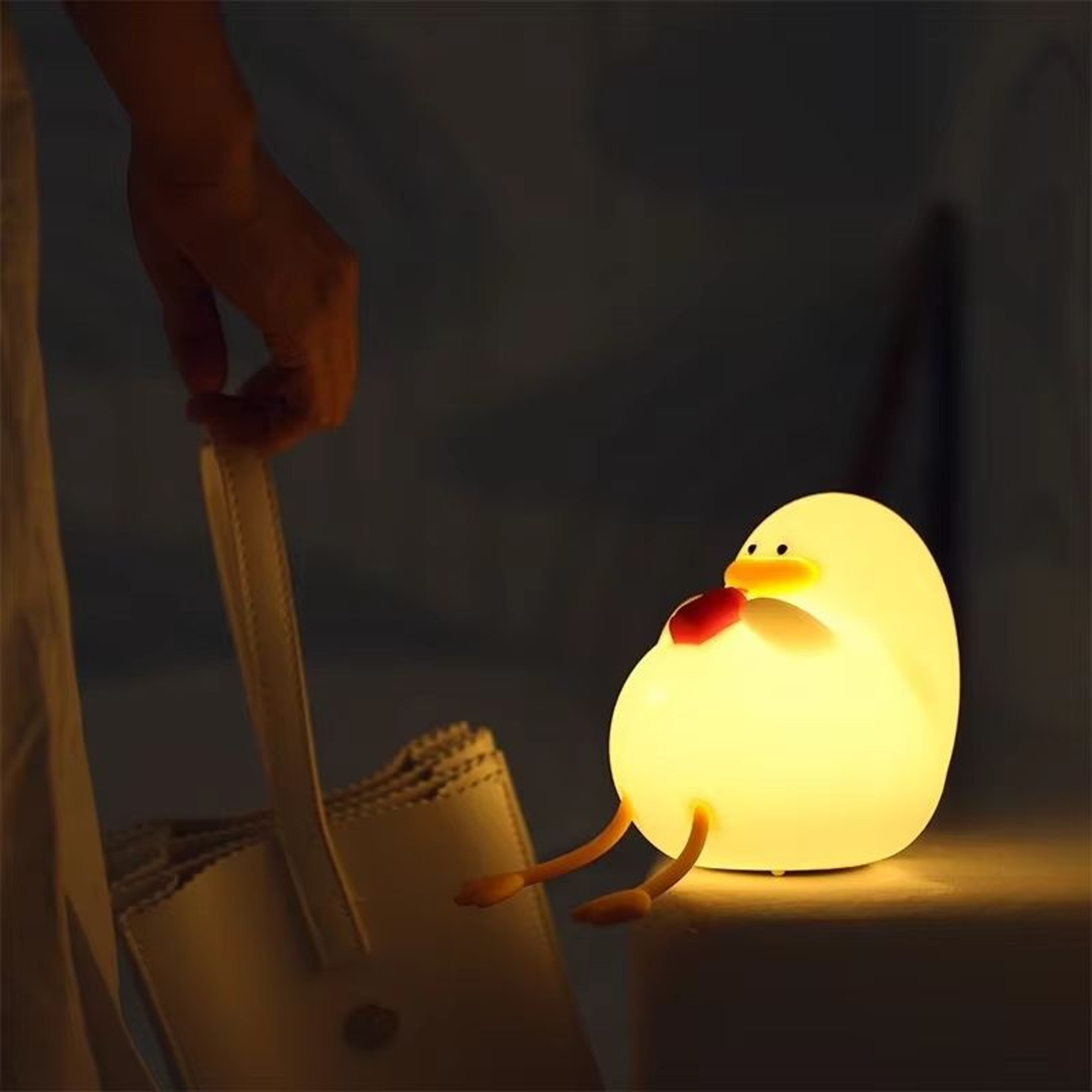 Cute Duck Silicone Night Light USB Rechargeable Kids Bedside Lamp 2