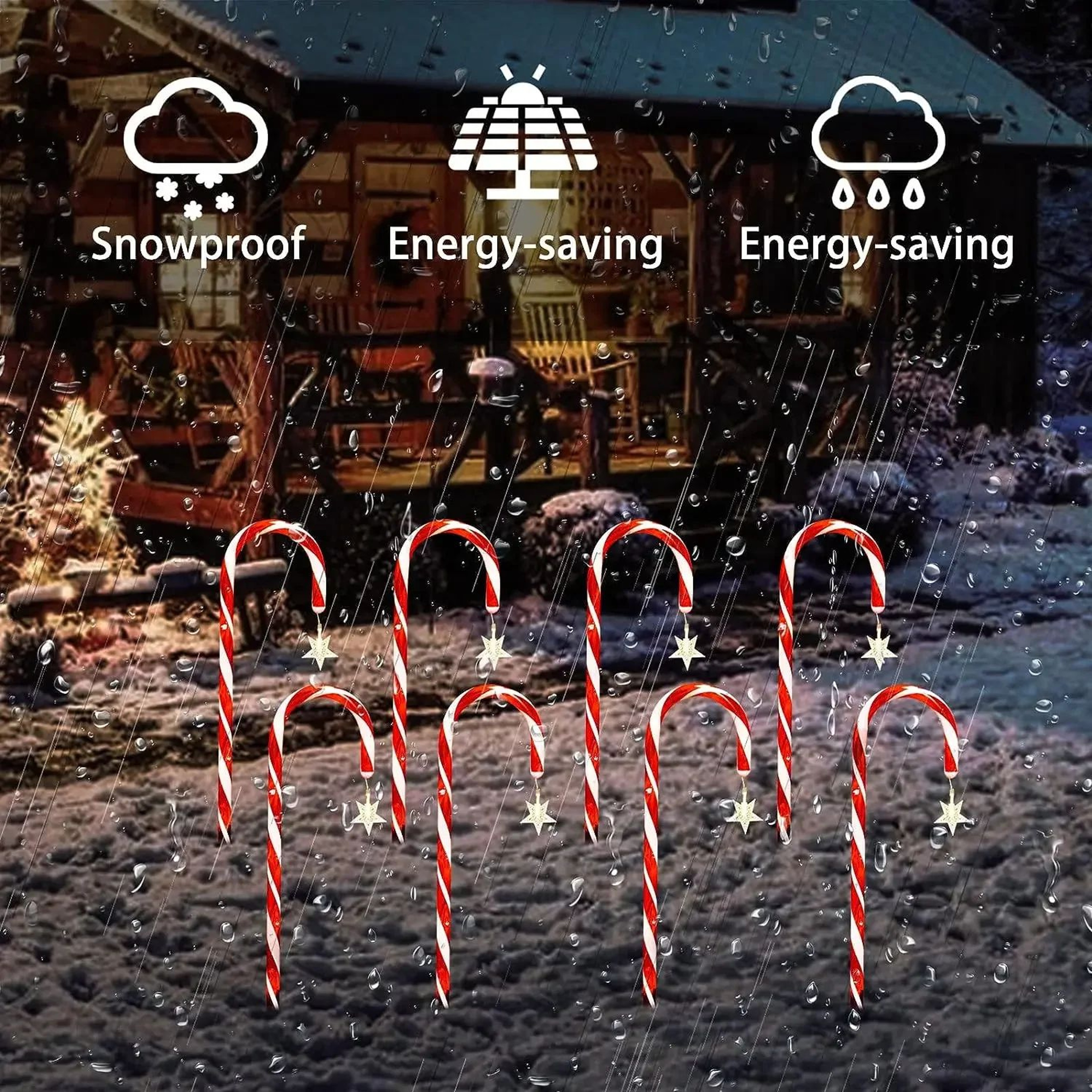 Solar Candy Cane Pathway Lights 5 Piece Waterproof Christmas Garden Stake Set 1