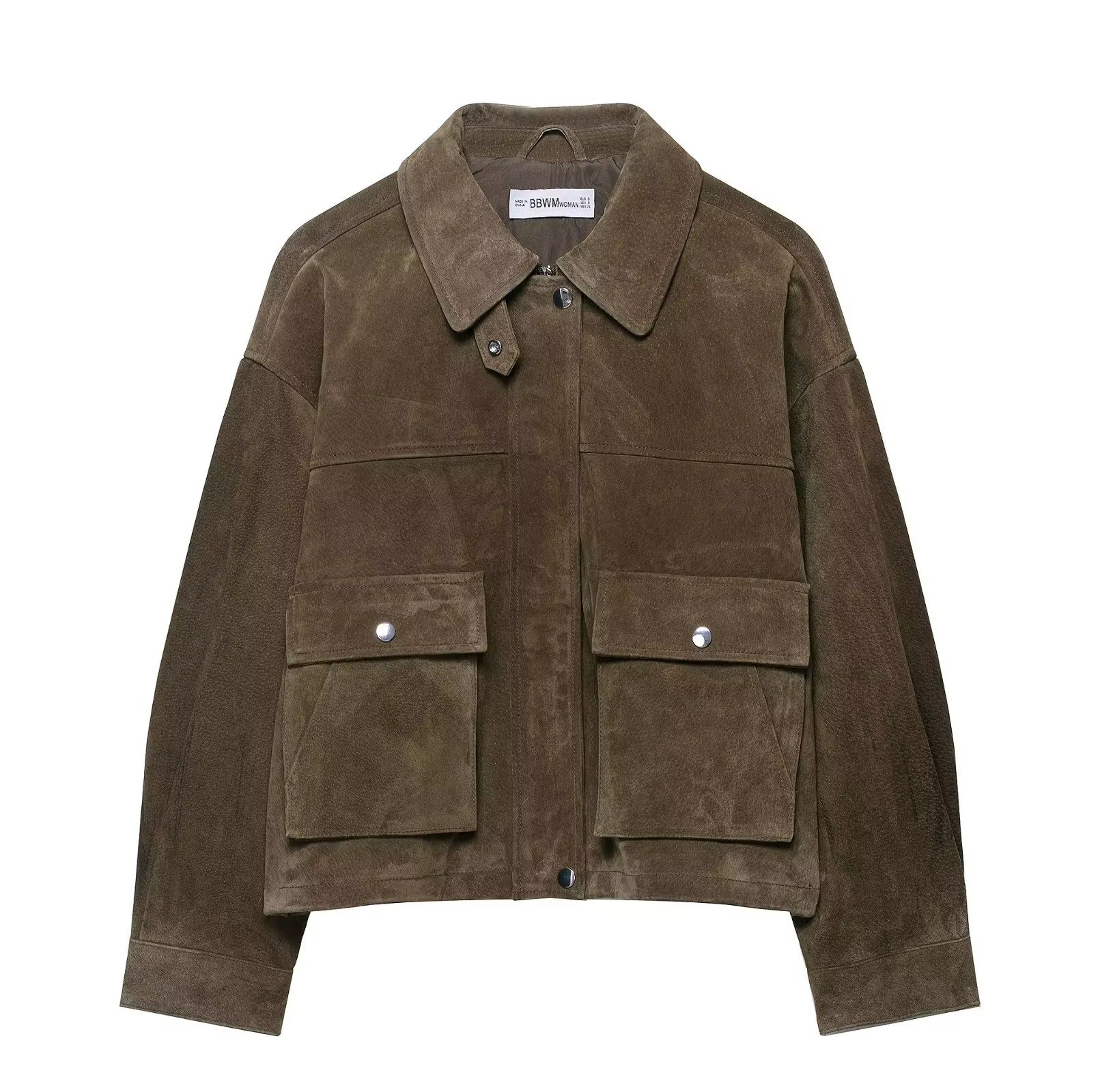 Womens Genuine Leather Pilot Jacket Vintage European Style Autumn Coat 6