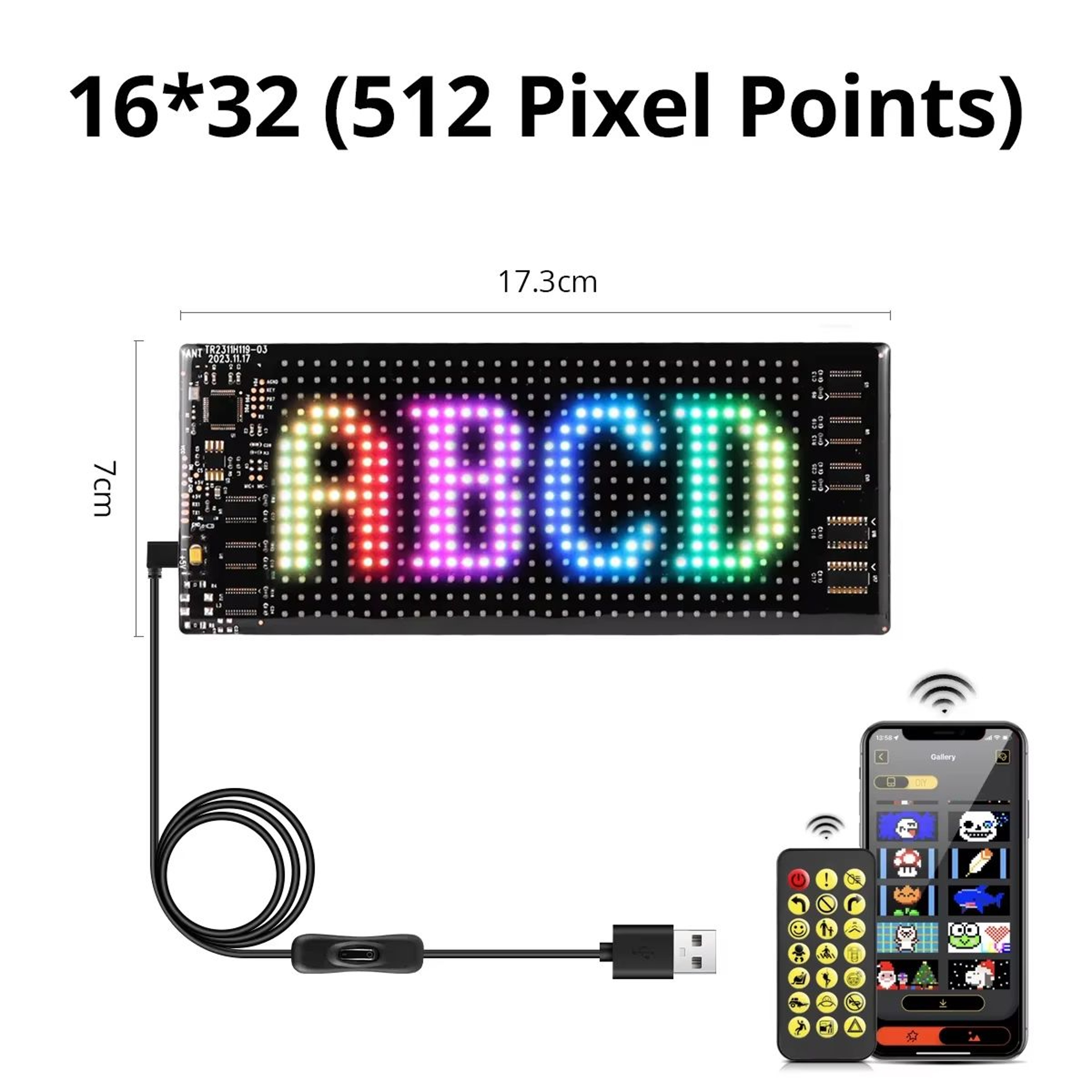 Bluetooth App Controlled Scrolling LED Sign Panel Custom Text Animation Car Display 5